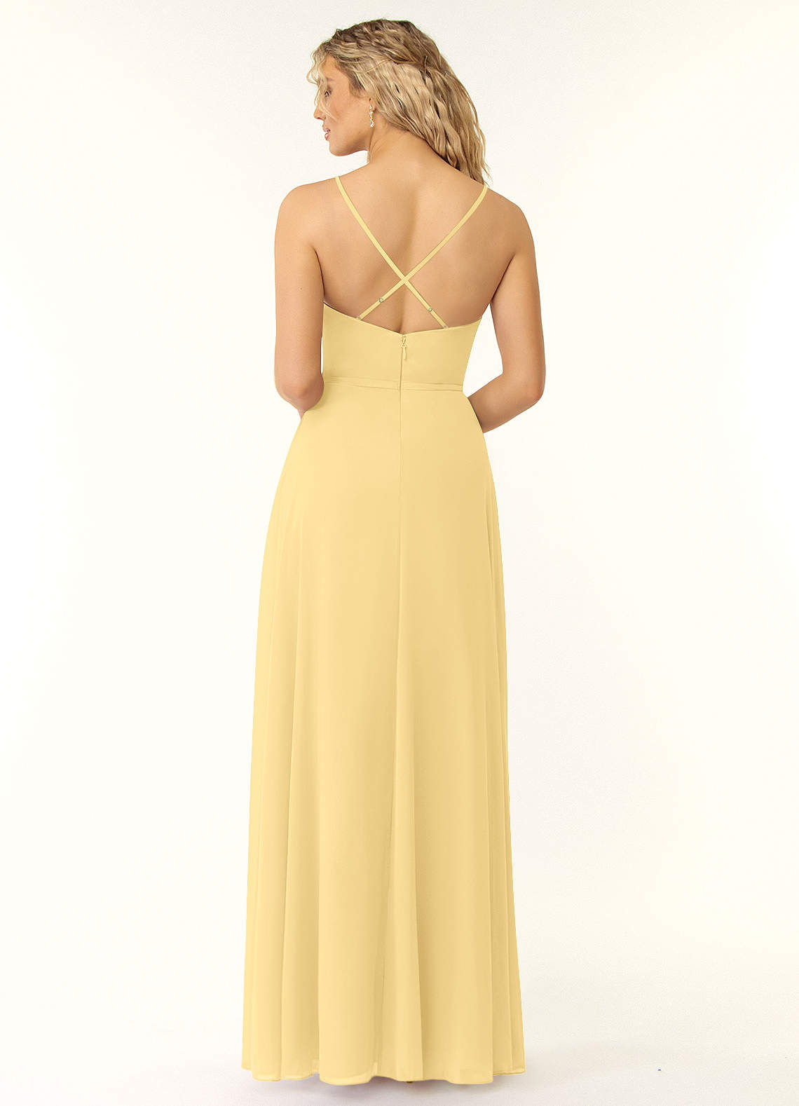 Naeem A-Line V-Neck Chiffon Bridesmaid Dress in Butter