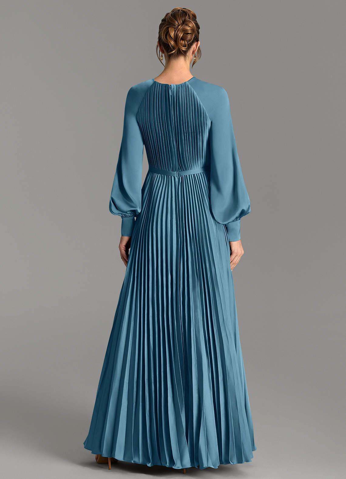 Grayson A-Line Scoop-Neck Stretch Satin Bridesmaid Dress in Bermuda