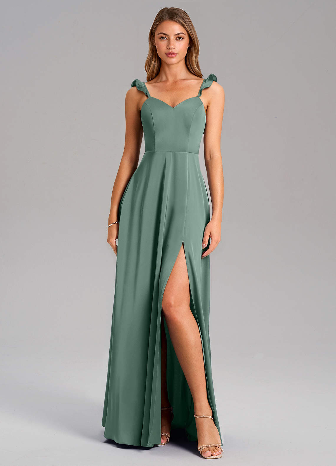 Everett A-Line V-Neck Chiffon Bridesmaid Dress in Eucalyptus