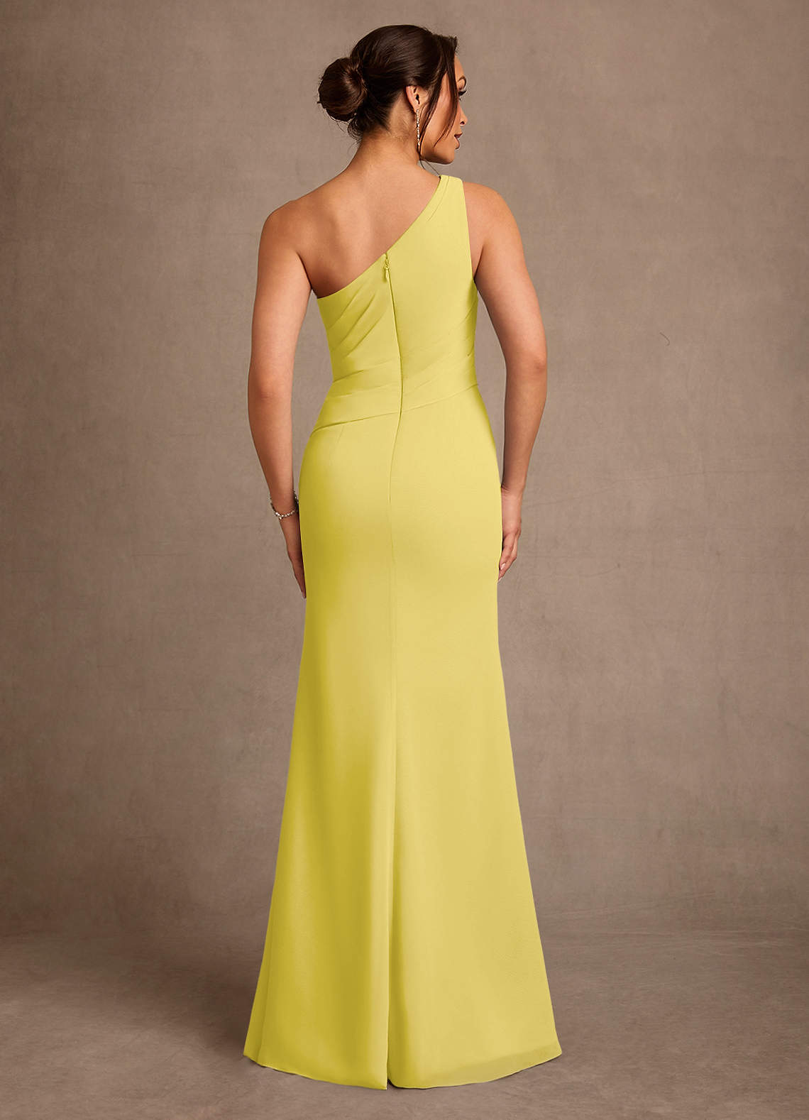Floy Sheath One-Shoulder Chiffon Mother of the Bride Dress in Canary