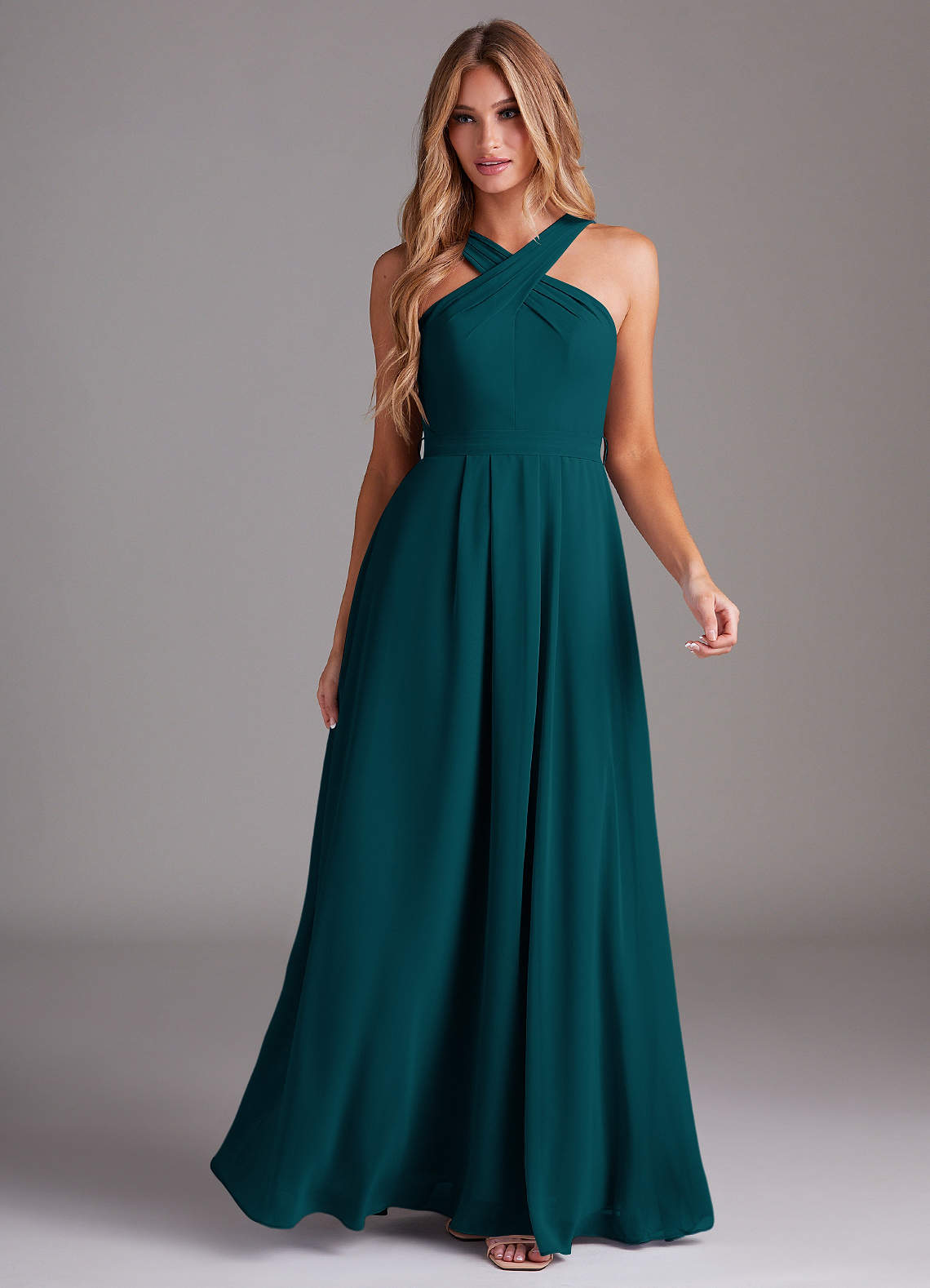 Dixie A-Line Halter Chiffon Bridesmaid Dress in Pine