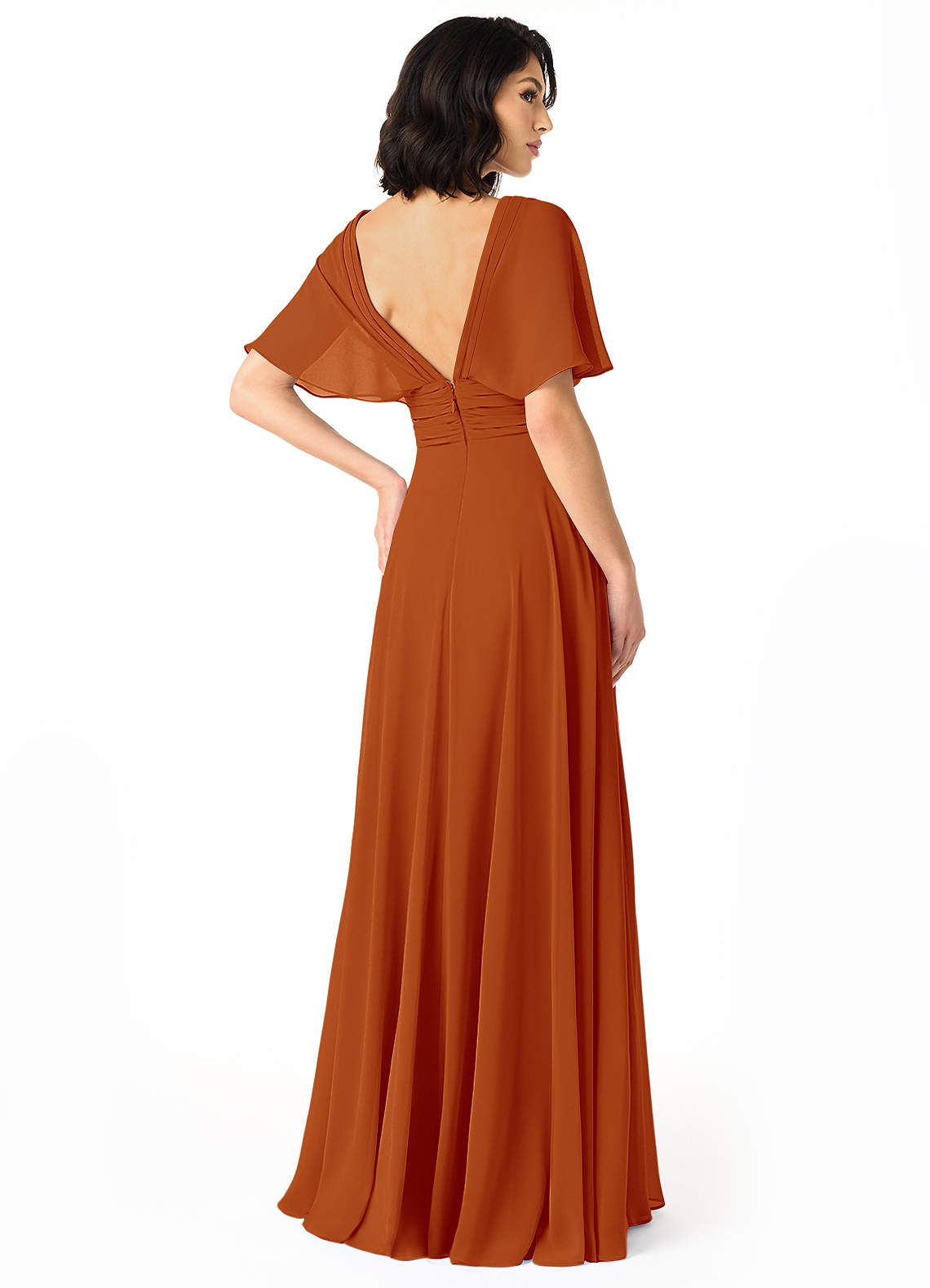Pamela A-Line V-Neck Chiffon Bridesmaid Dress in Paprika