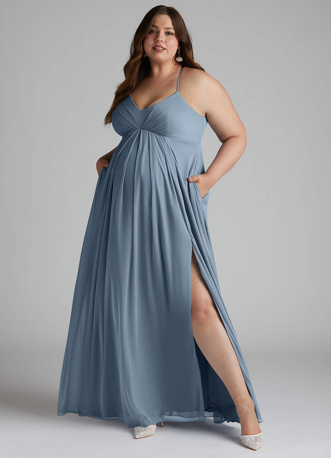 Annabelle A-Line V-Neck Mesh Bridesmaid Dress