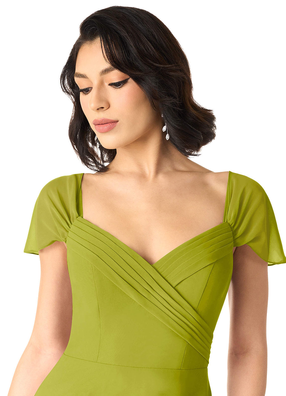 Tancie A-Line Off-the-Shoulder Chiffon Bridesmaid Dress in Lemongrass