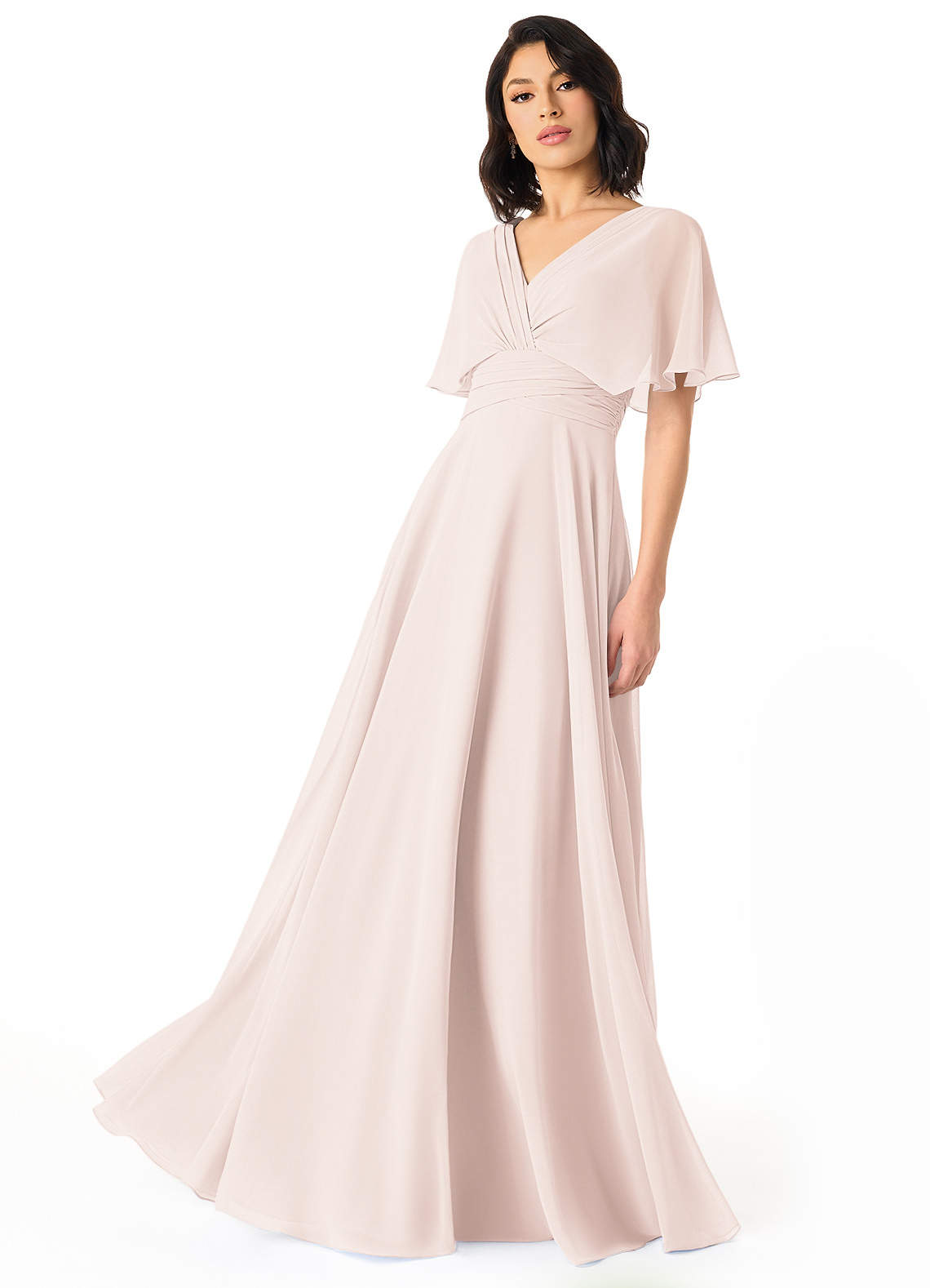 Pamela A-Line V-Neck Chiffon Bridesmaid Dress in Rose Petal