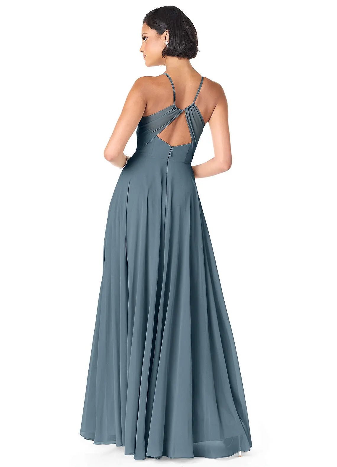 Avelina A-Line V-Neck Chiffon Bridesmaid Dress in Twilight