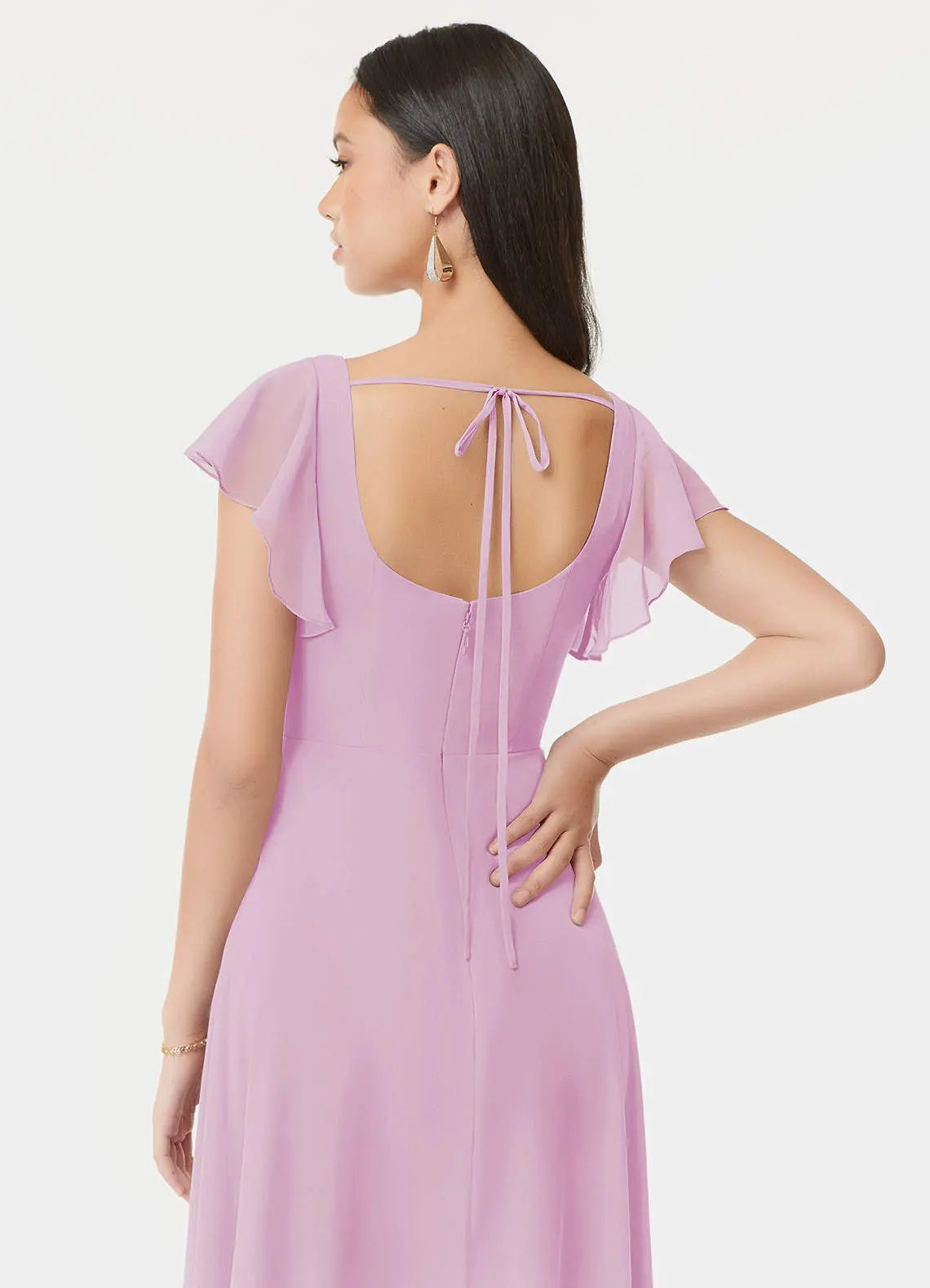 Bondi A-Line Square-Neck Chiffon Bridesmaid Dress in candy pink