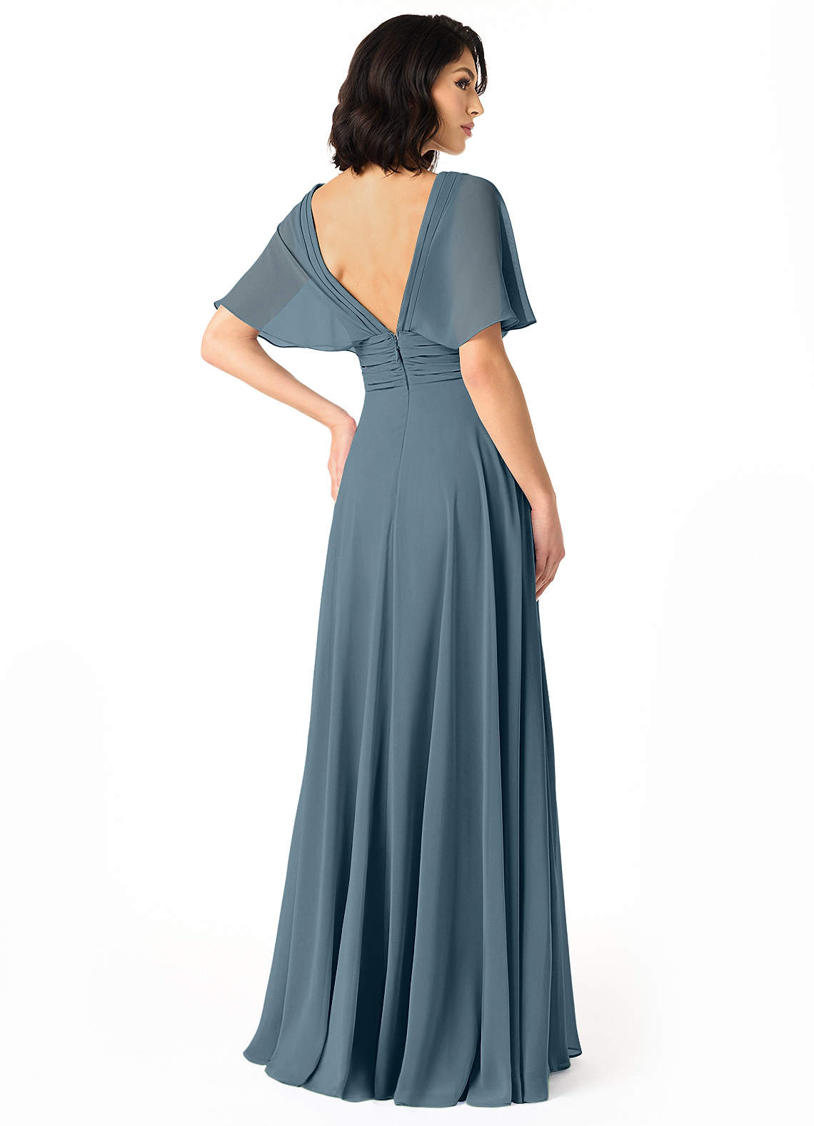 Pamela A-Line V-Neck Chiffon Bridesmaid Dress in Twilight