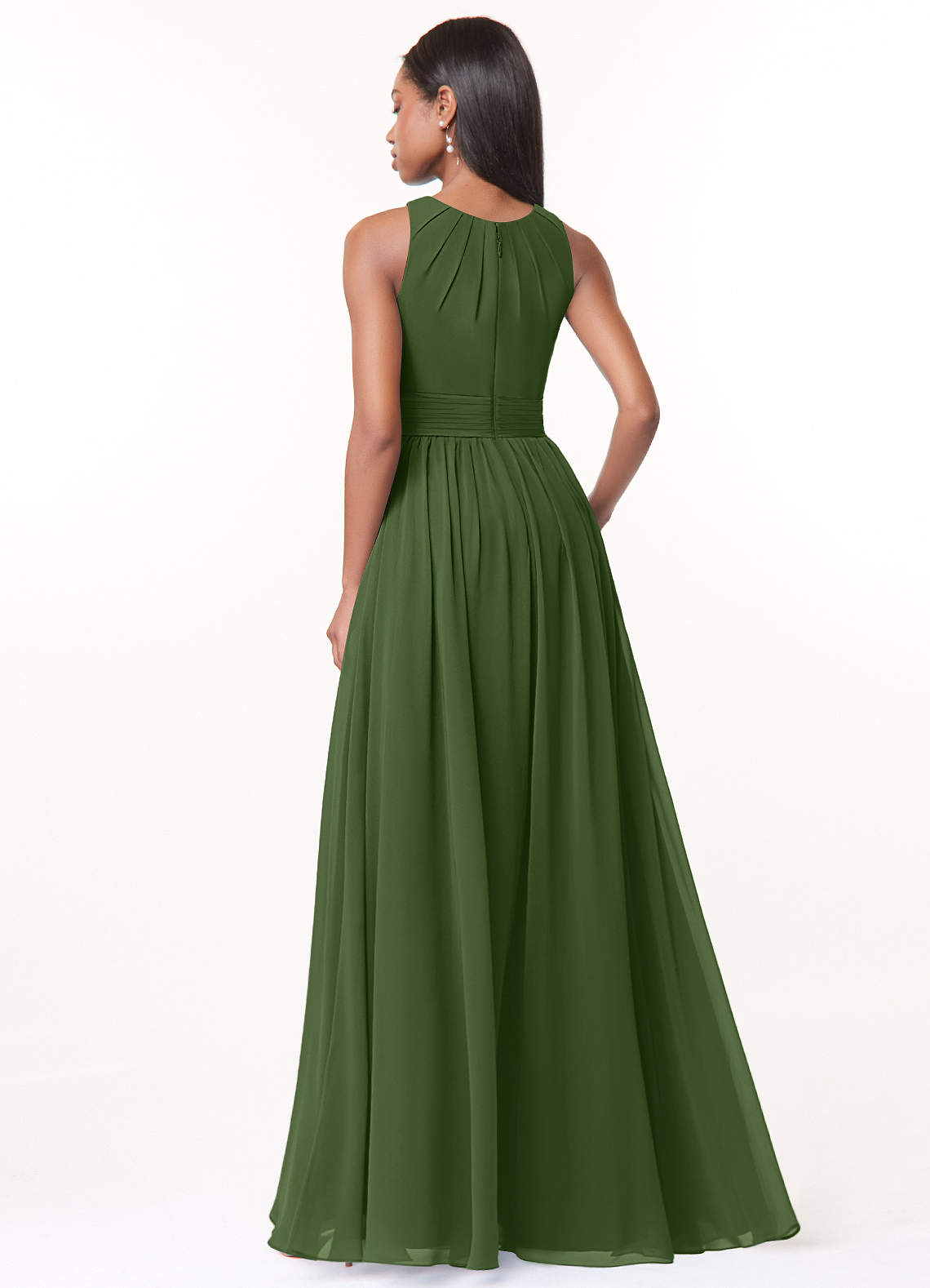 Harper A-Line Scoop-Neck Chiffon Bridesmaid Dress in Olive