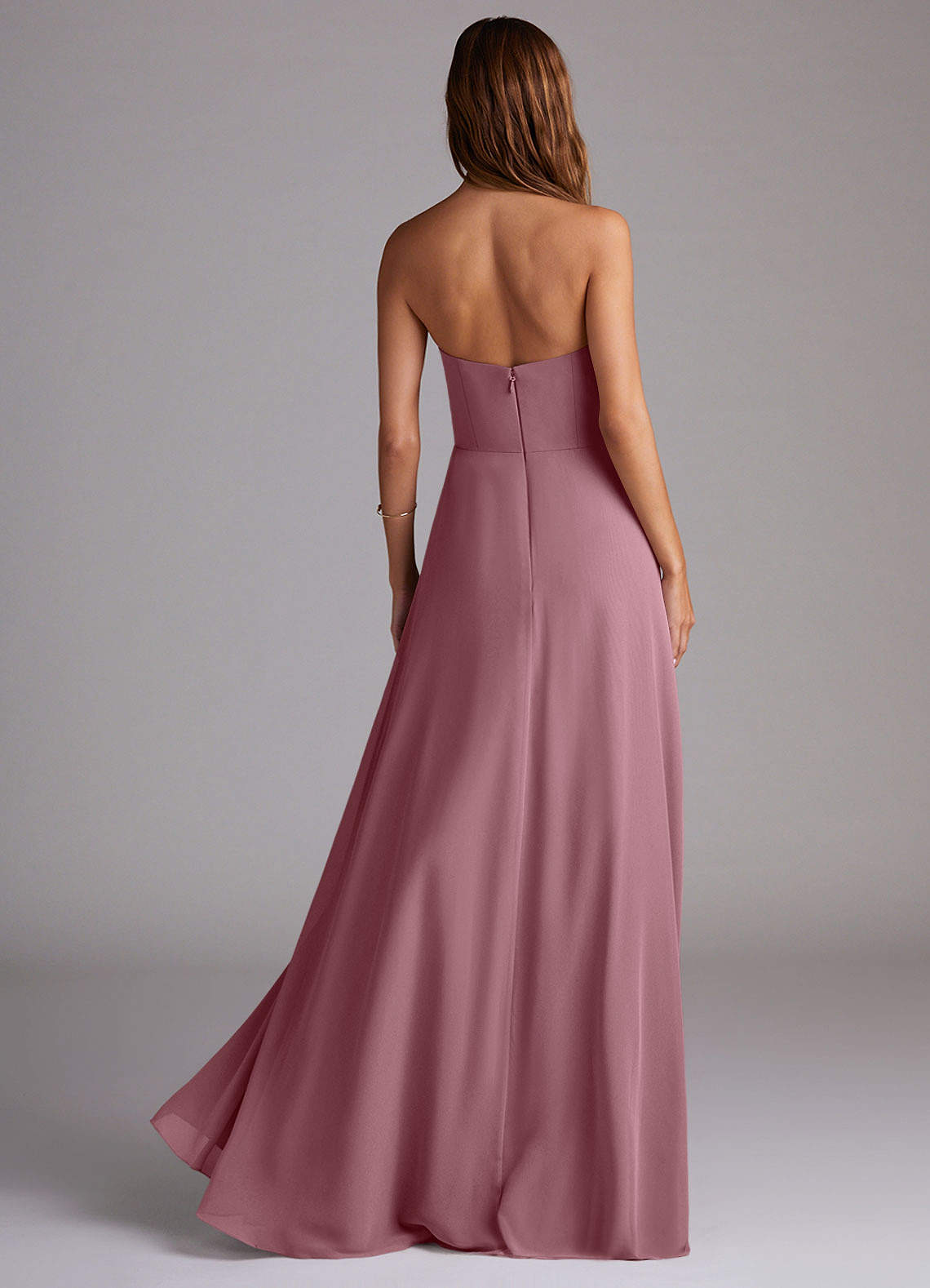 Wren A-Line Straight-Neck Chiffon Bridesmaid Dress in Vintage Mauve