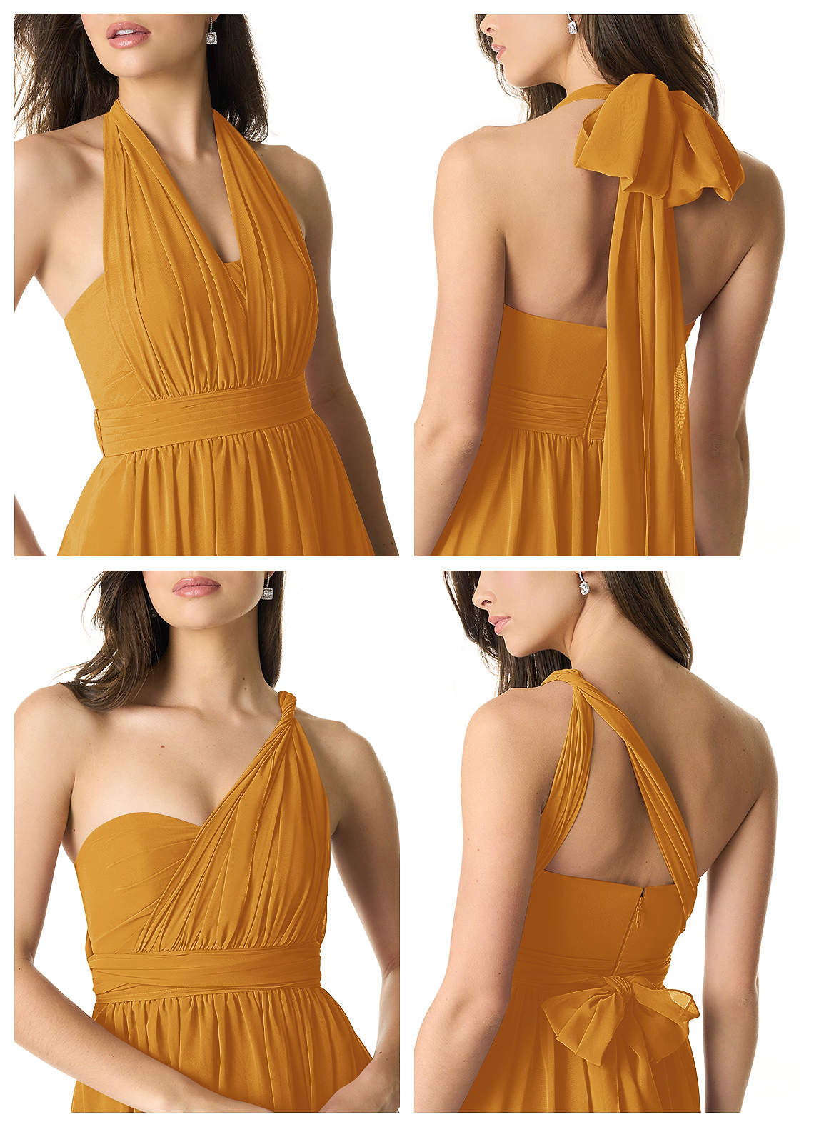 Olani A-Line V-Neck Chiffon Bridesmaid Dress in butterscotch