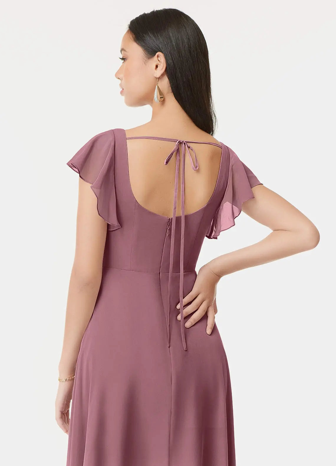 Bondi A-Line Square-Neck Chiffon Bridesmaid Dress in Amethyst