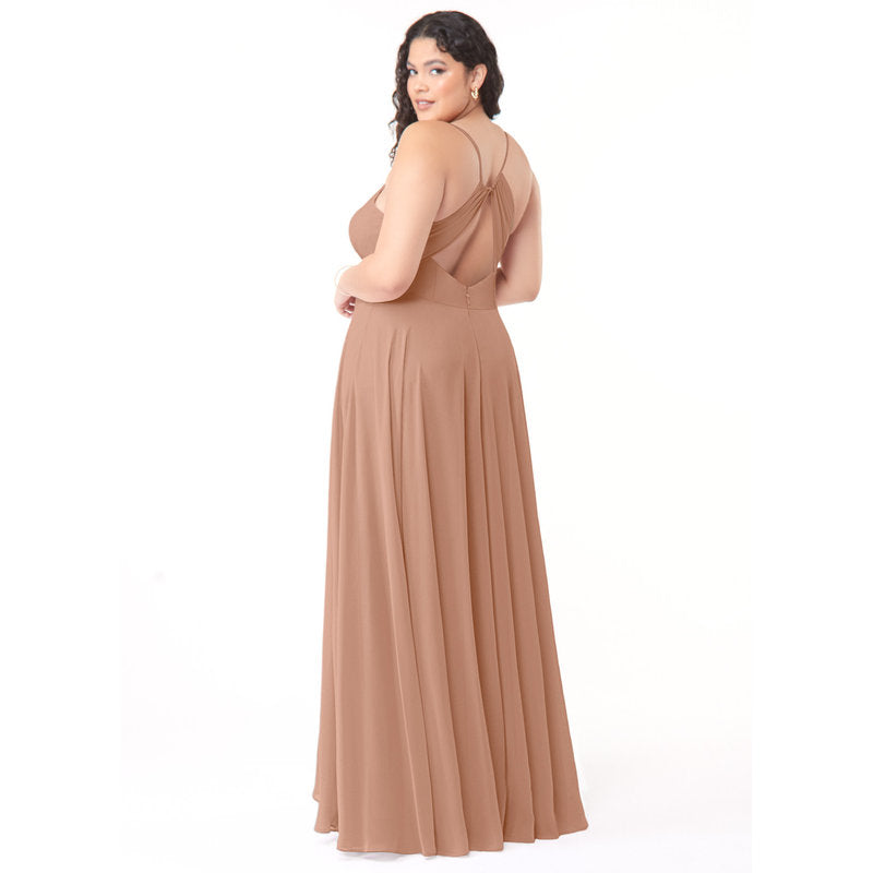 Avelina A-Line V-Neck Chiffon Bridesmaid Dress in Champagne Rose - view 9