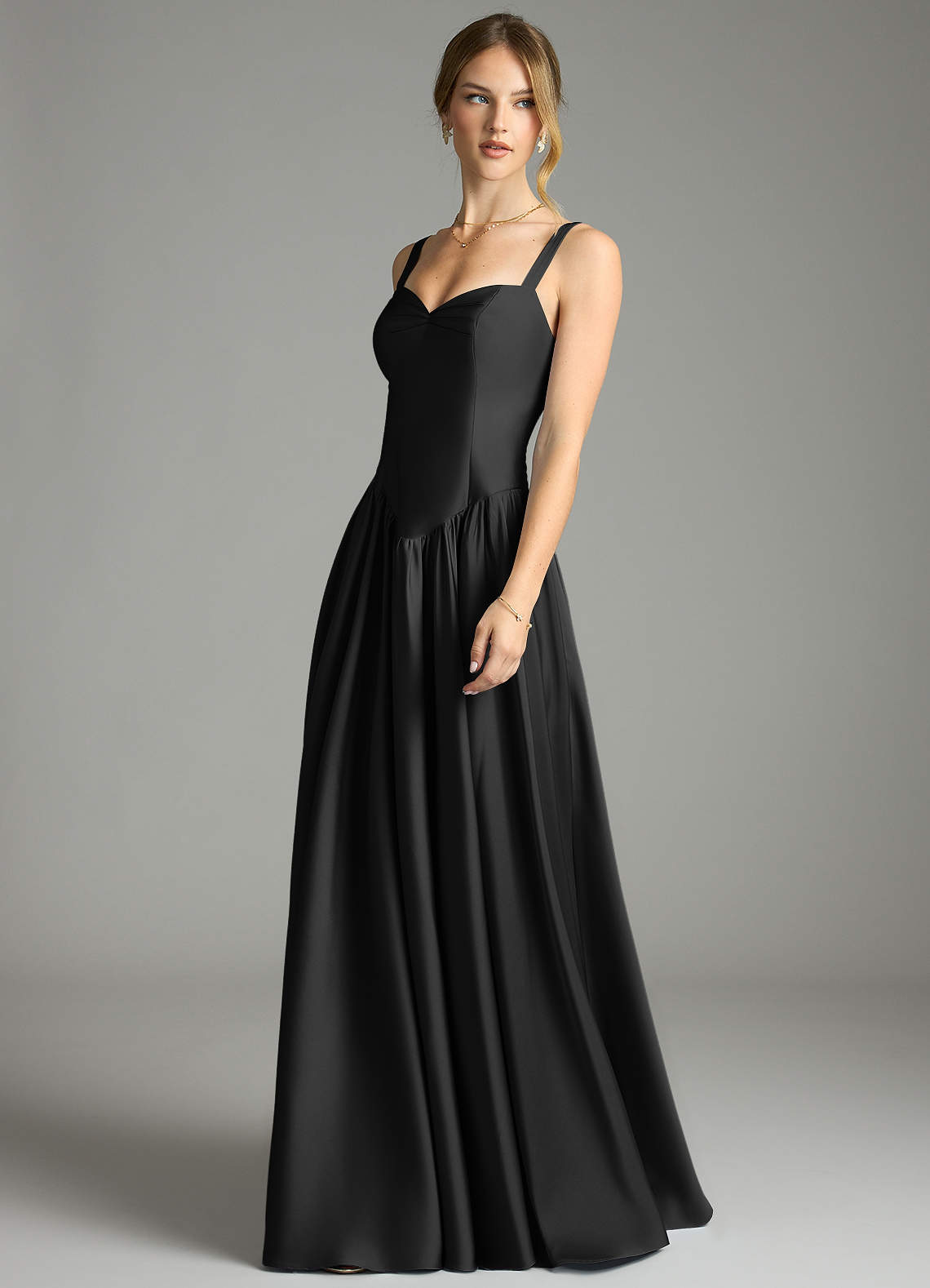 Evadina A-Line Sweetheart Stretch Satin Bridesmaid Dress in black