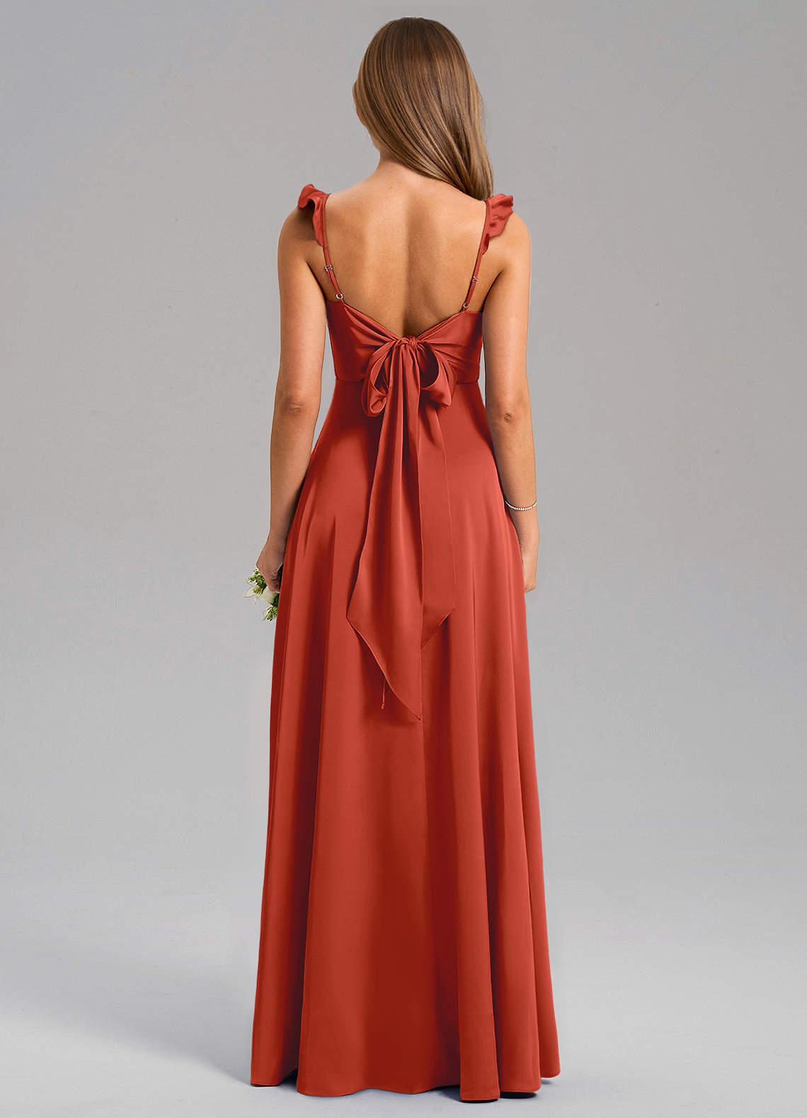 Everett A-Line V-Neck Chiffon Bridesmaid Dress in Rust