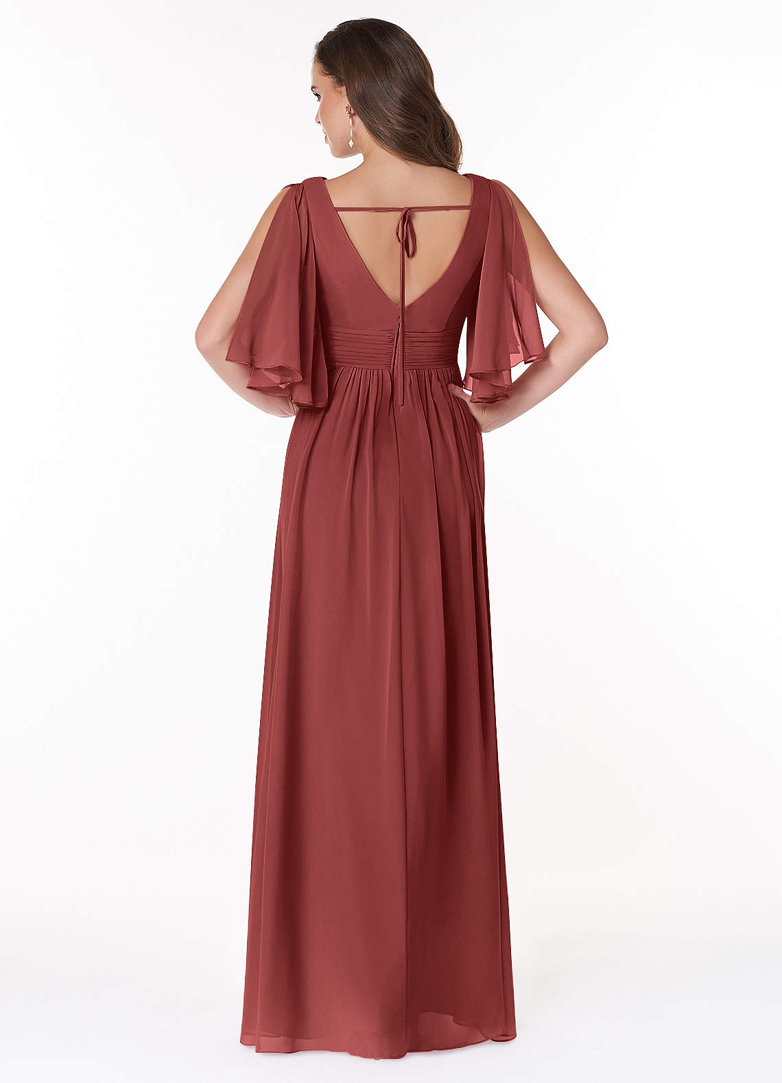 Temeka A-Line V-Neck Chiffon Bridesmaid Dress in Terracotta
