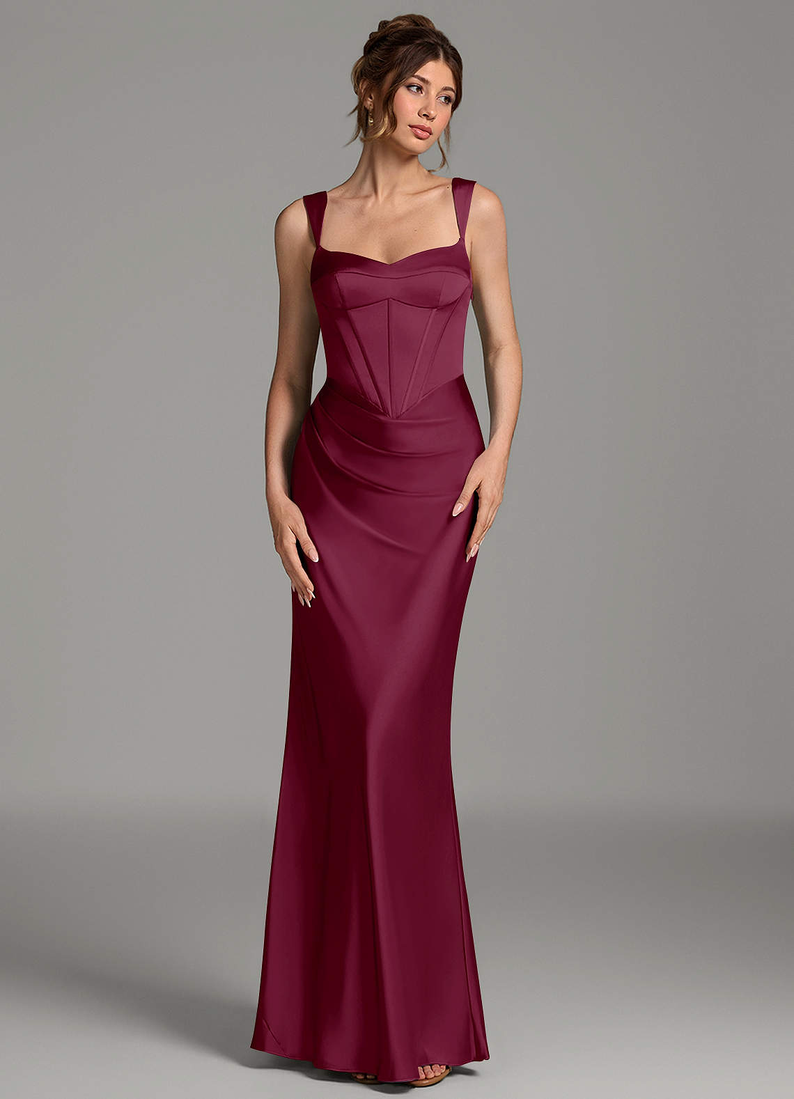 Mela Sheath Sweetheart Stretch Satin Bridesmaid Dress in Mulberry
