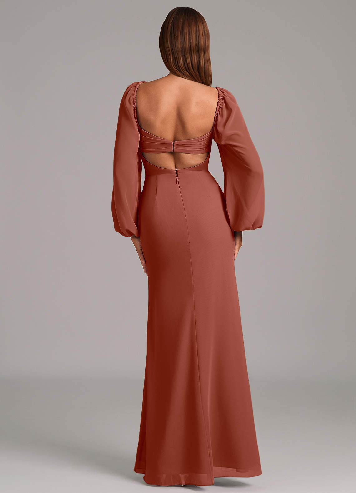 Brixley Mermaid Sweetheart Chiffon Bridesmaid Dress in Auburn