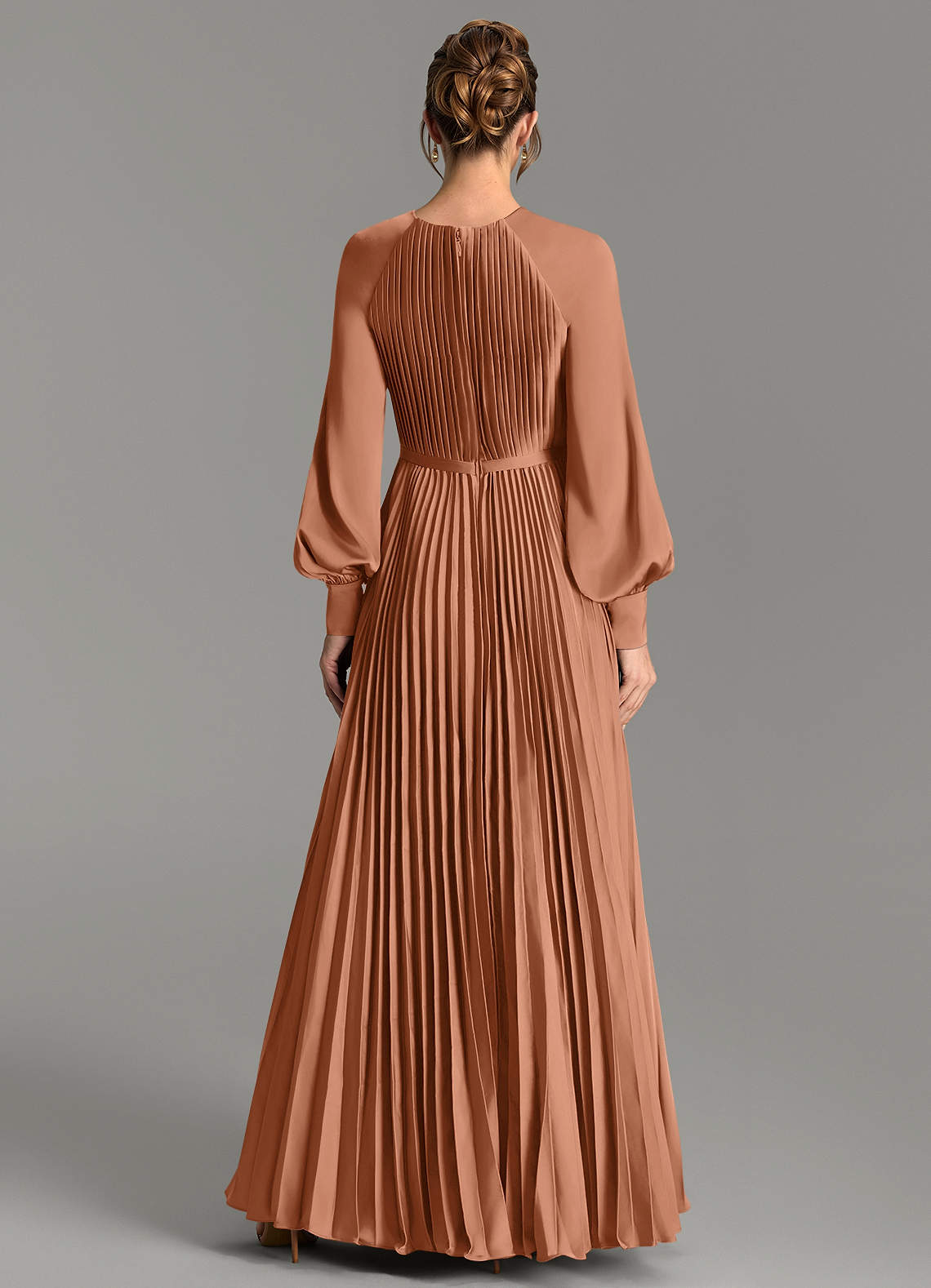Grayson A-Line Scoop-Neck Stretch Satin Bridesmaid Dress in Bronzer