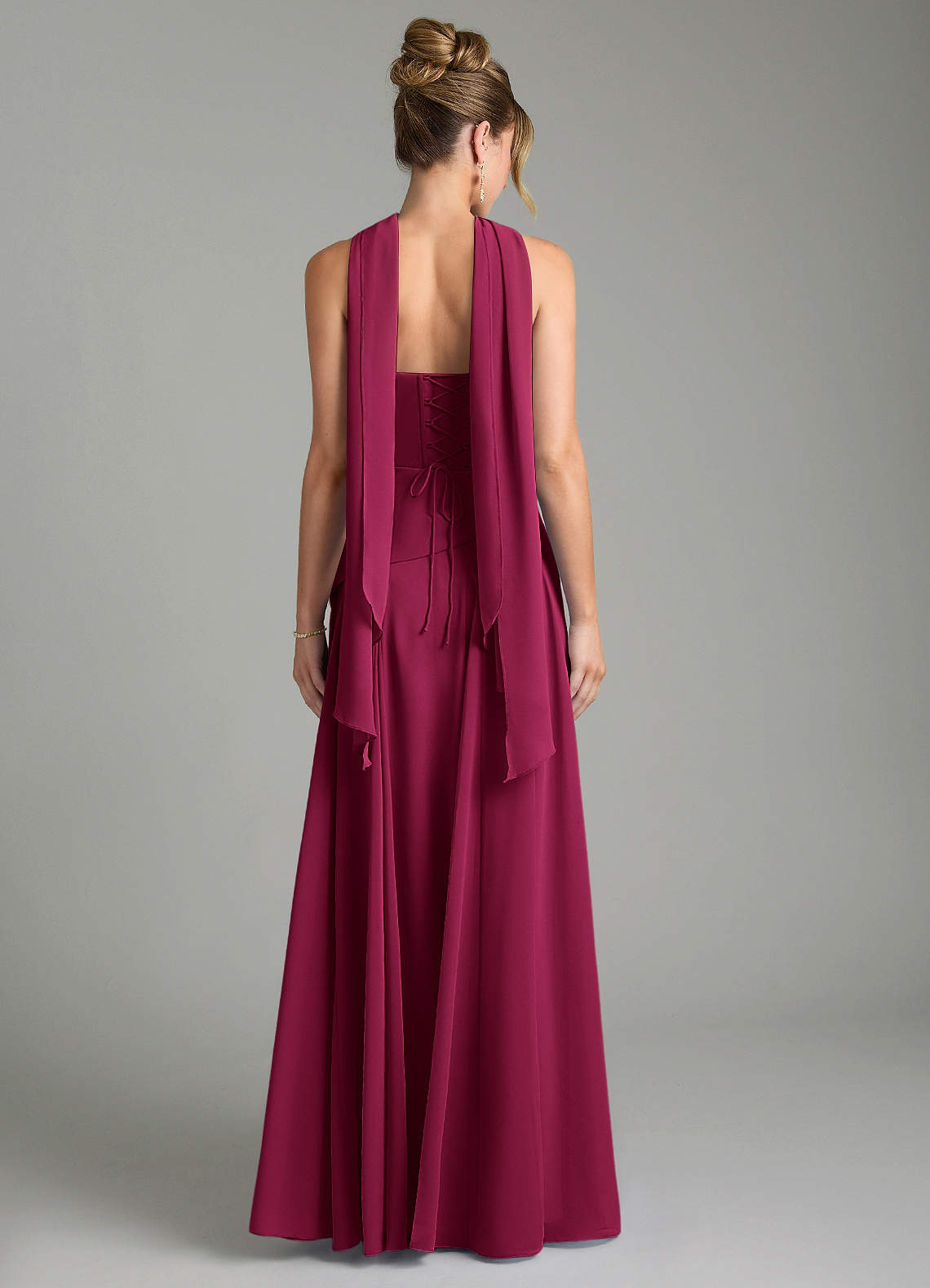 Gabriela A-Line Cowl-Neck Chiffon Bridesmaid Dress in Burgundy