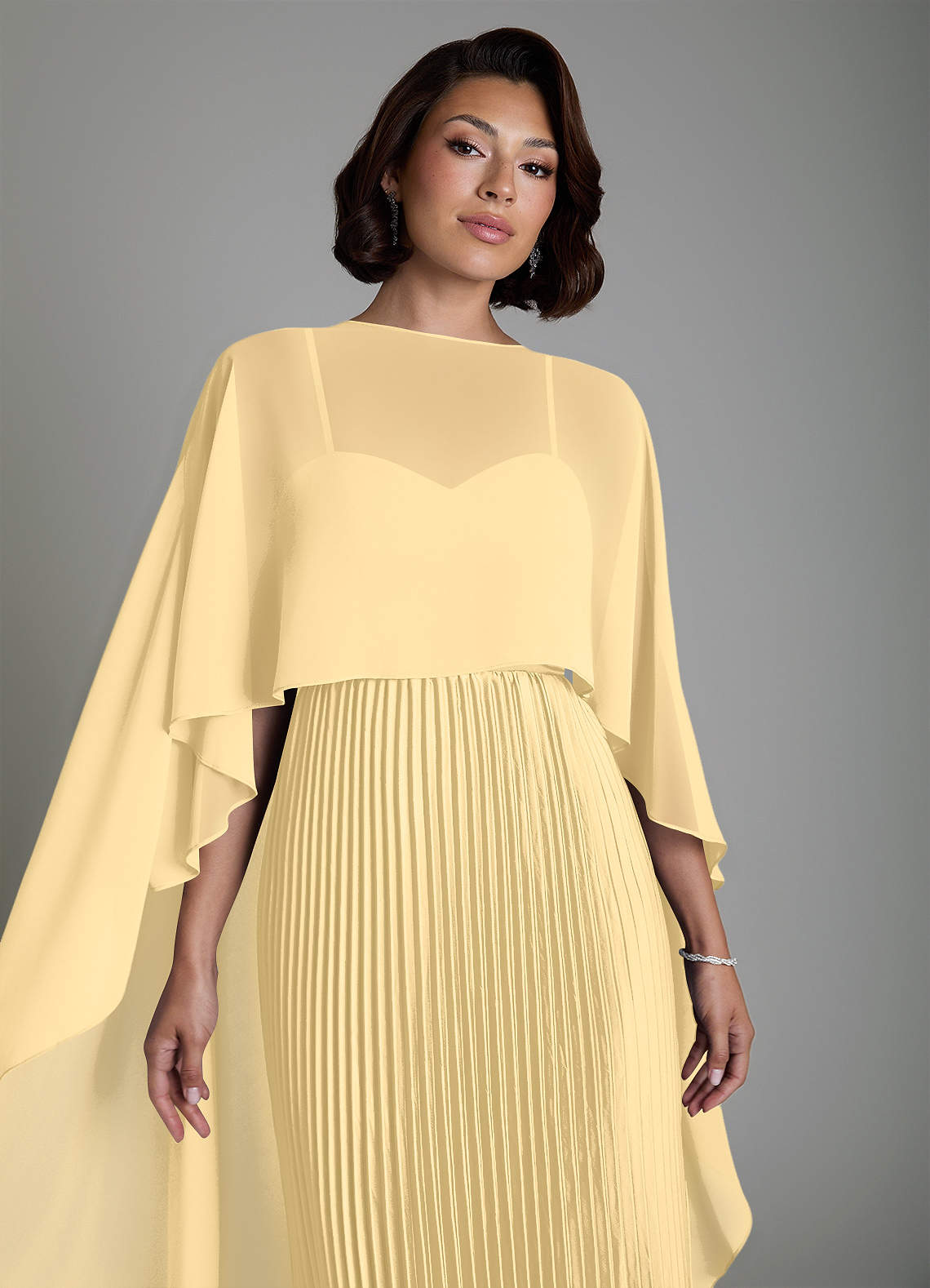Micah A-Line Sweetheart Stretch Satin and Chiffon Bridesmaid Dress in Butter