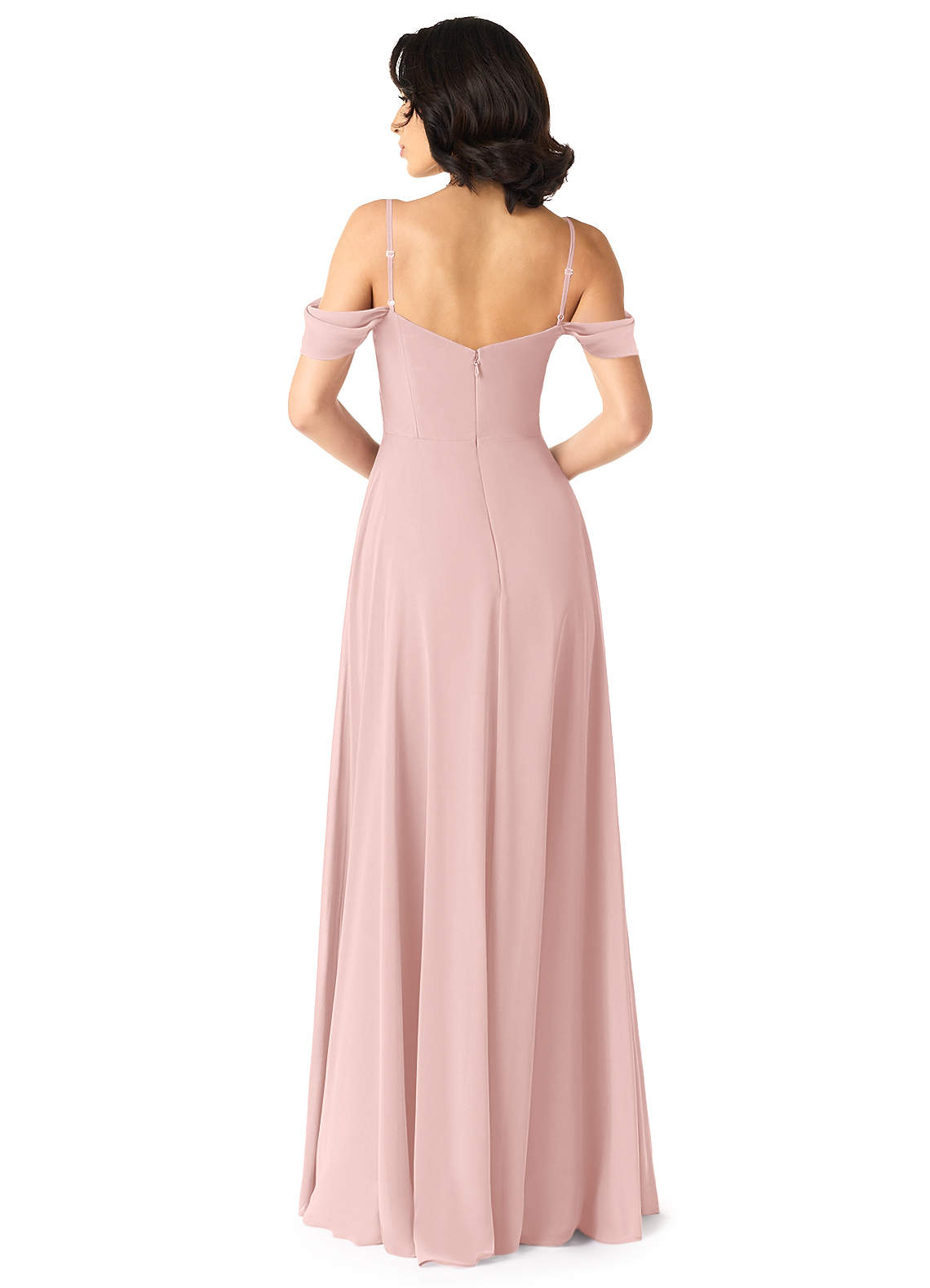 Tancie A-Line Off-the-Shoulder Chiffon Bridesmaid Dress in Powder Pink