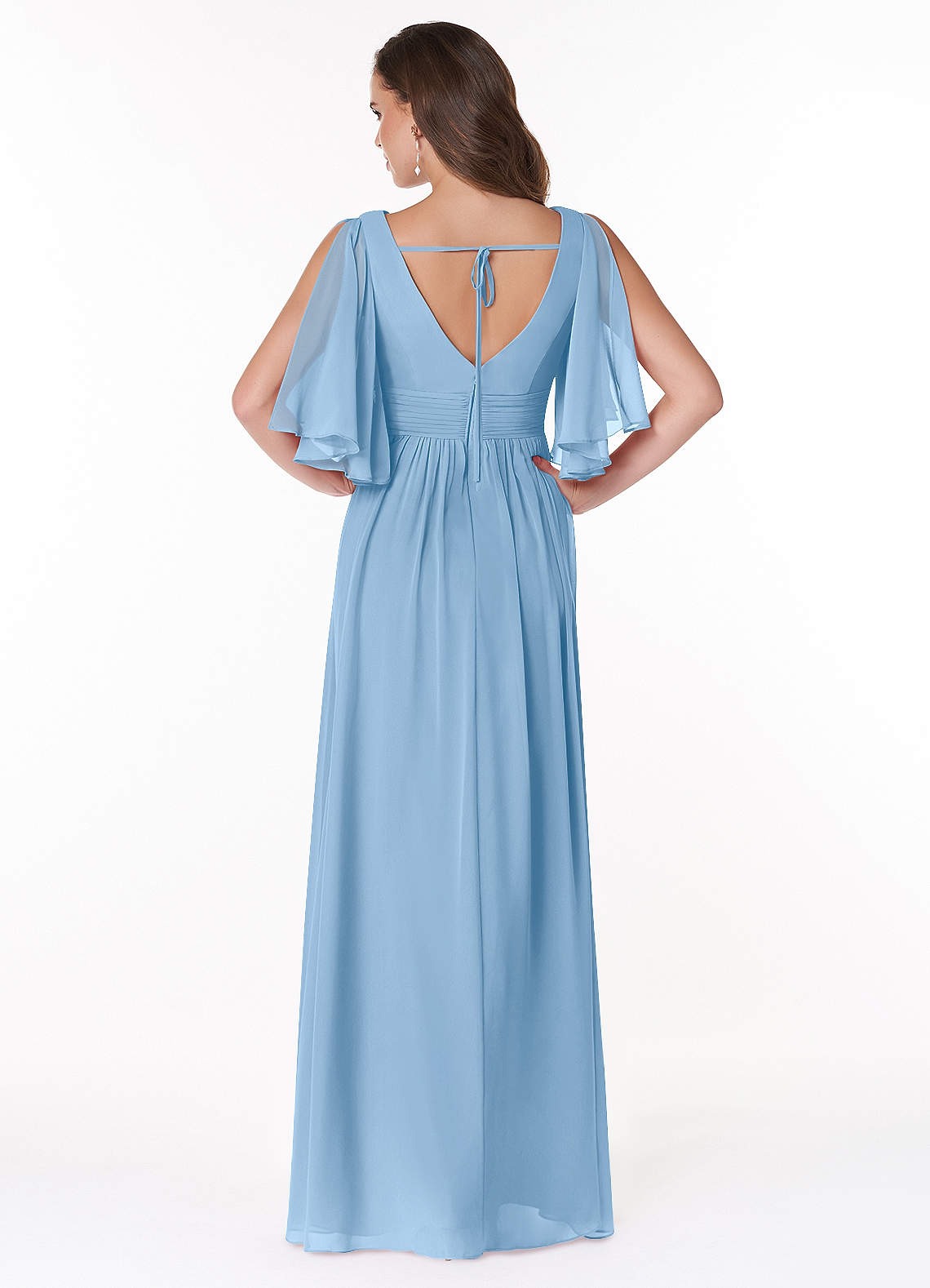 Temeka A-Line V-Neck Chiffon Bridesmaid Dress in Powder Blue