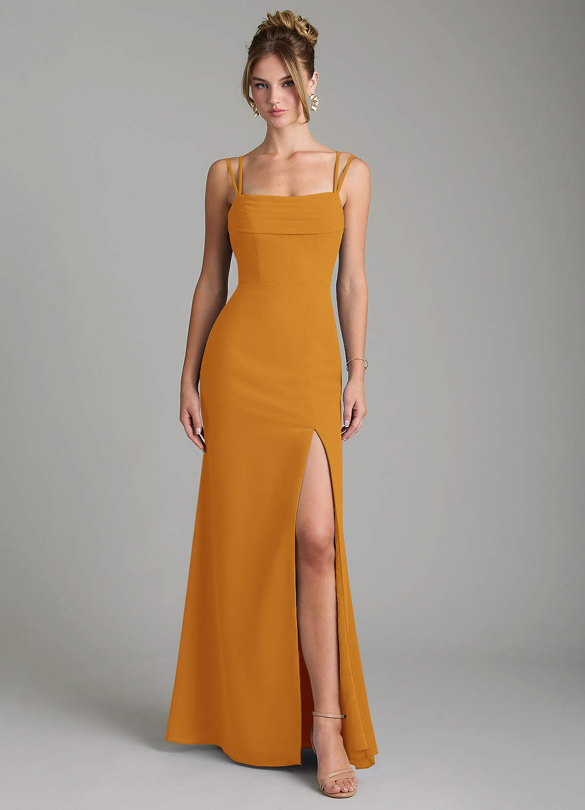 Egypt Sheath Sweetheart Chiffon Bridesmaid Dress in butterscotch