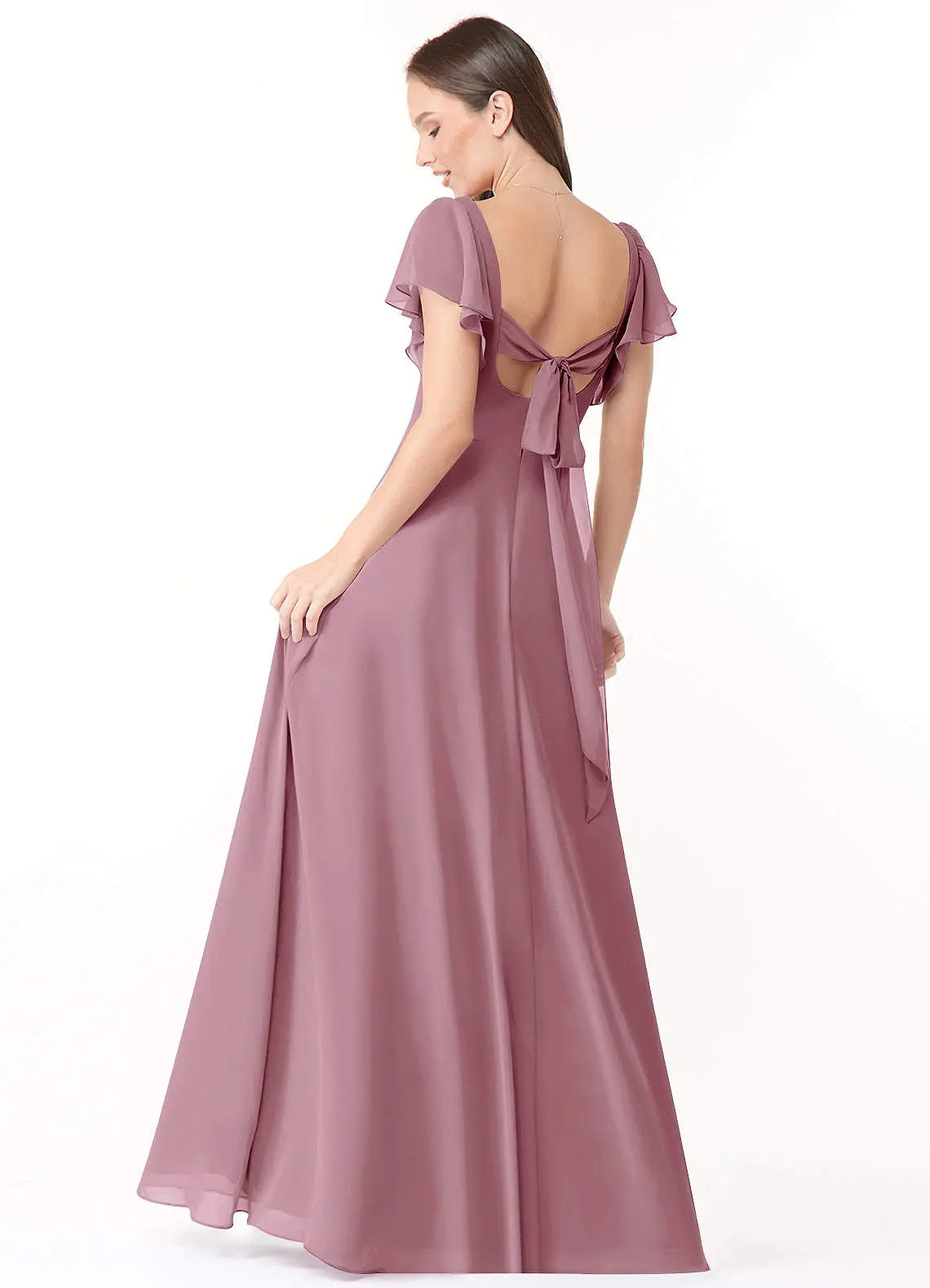 Syenna A-Line V-Neck Chiffon Bridesmaid Dress in Vintage Mauve