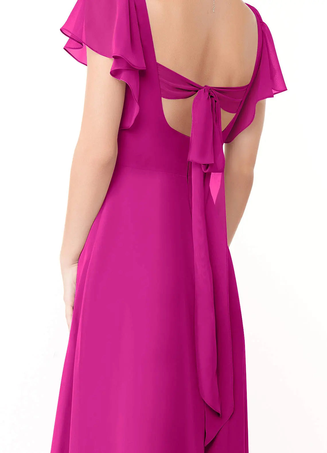 Syenna A-Line V-Neck Chiffon Bridesmaid Dress in Fuchsia