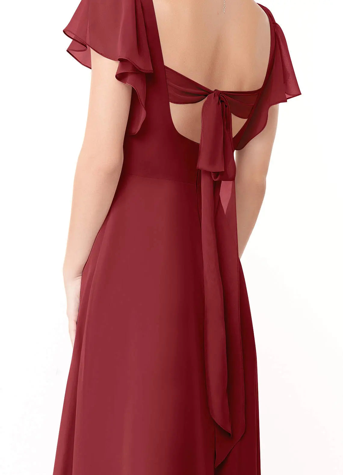 Syenna A-Line V-Neck Chiffon Bridesmaid Dress in Pomegranate
