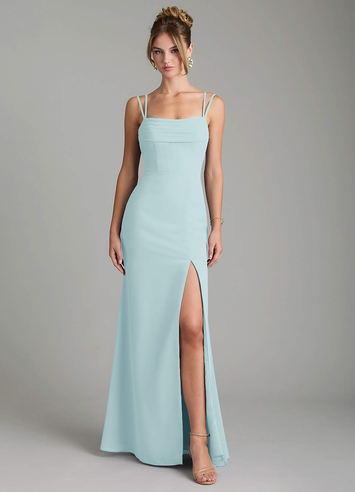 Egypt Sheath Sweetheart Chiffon Bridesmaid Dress in Sea Glass