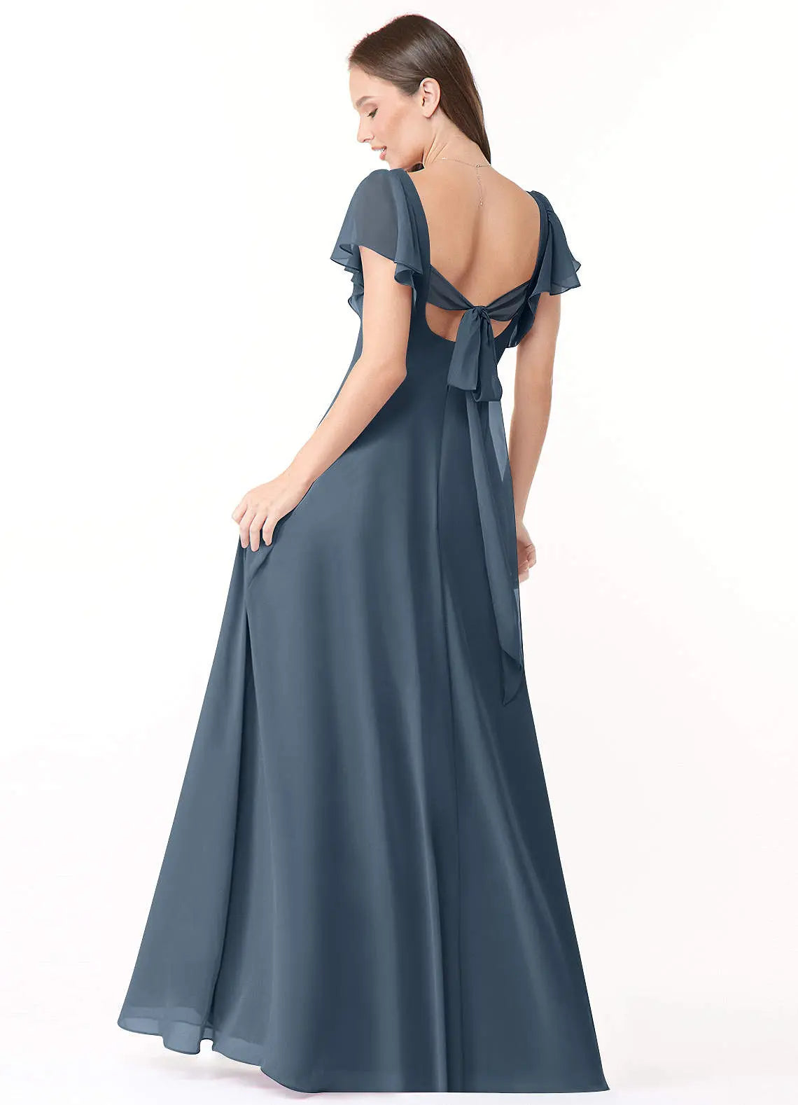 Syenna A-Line V-Neck Chiffon Bridesmaid Dress in Neptune