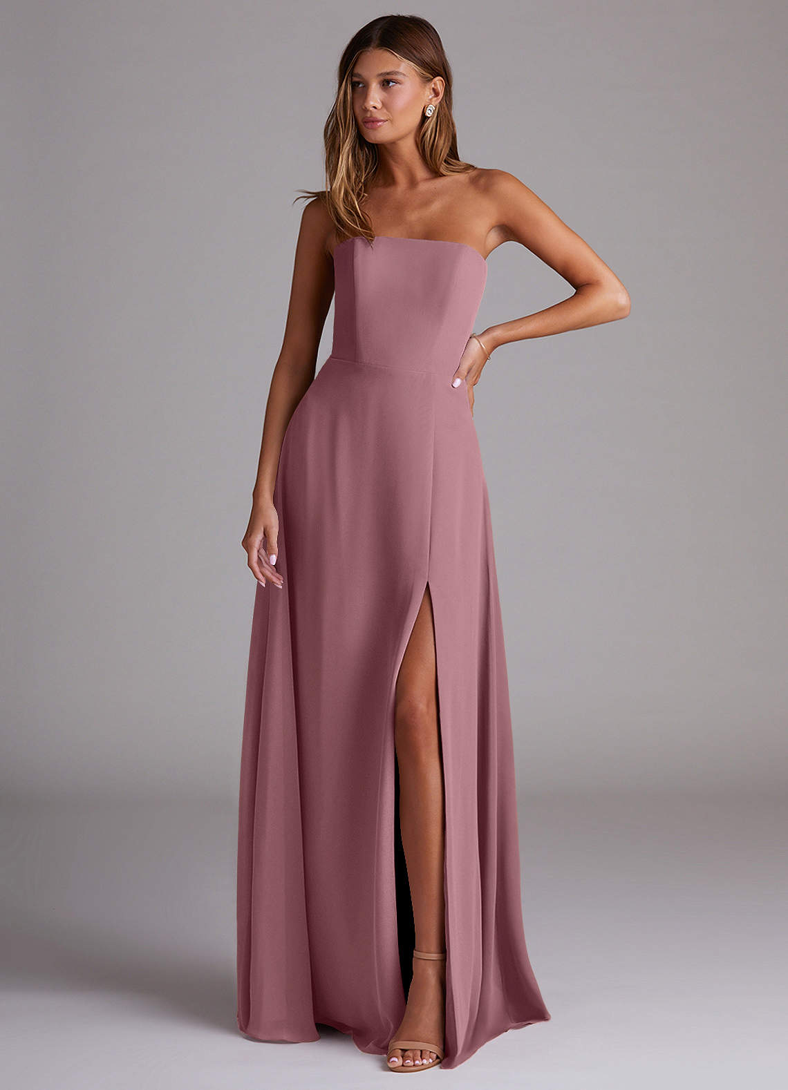 Wren A-Line Straight-Neck Chiffon Bridesmaid Dress in Amethyst