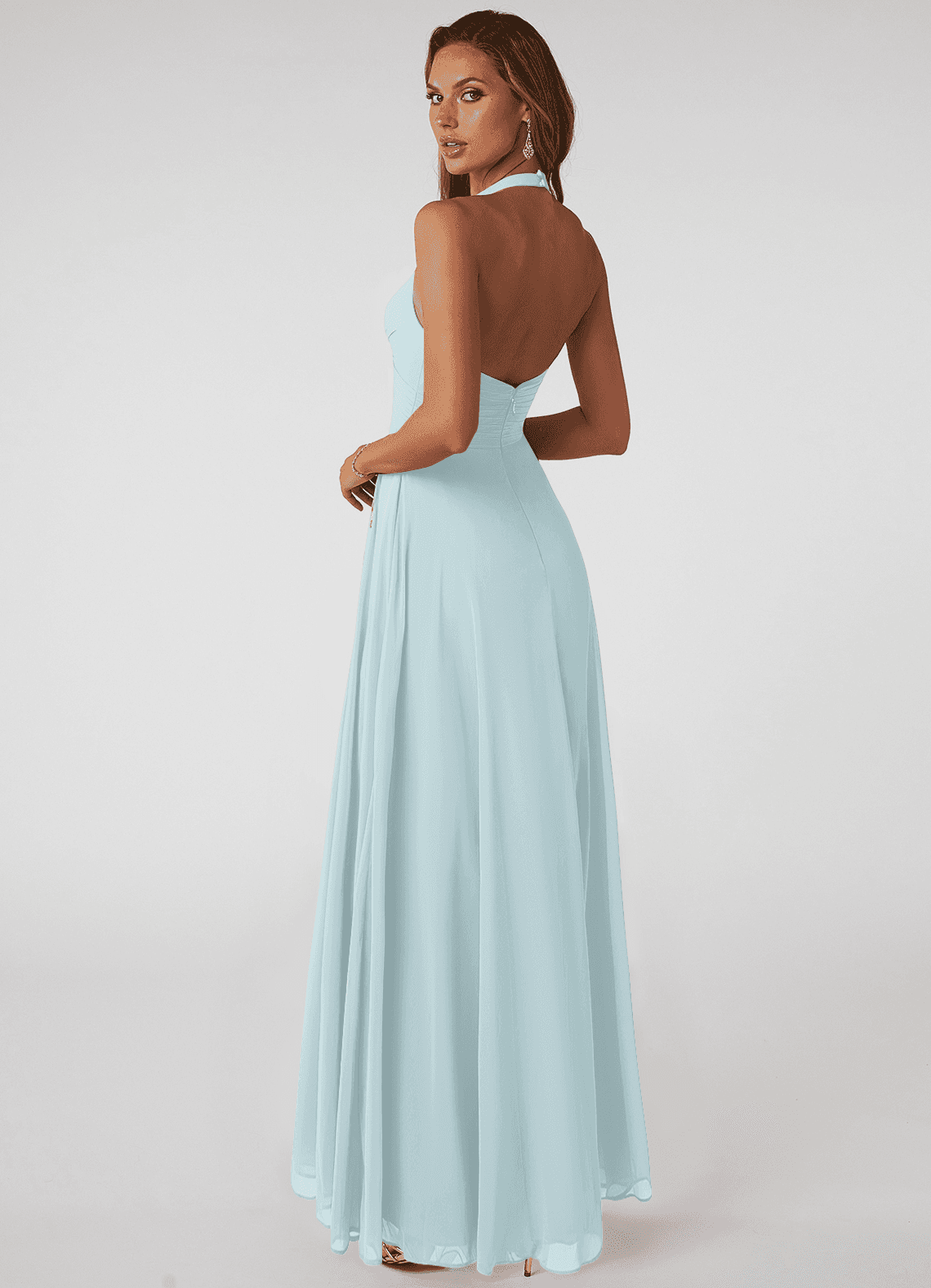 Tessie A-Line V-Neck Chiffon Bridesmaid Dress in Mist
