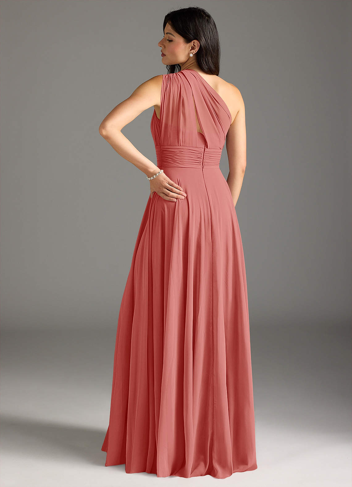 Charlize A-Line One-Shoulder Chiffon Bridesmaid Dress in Antique Rose