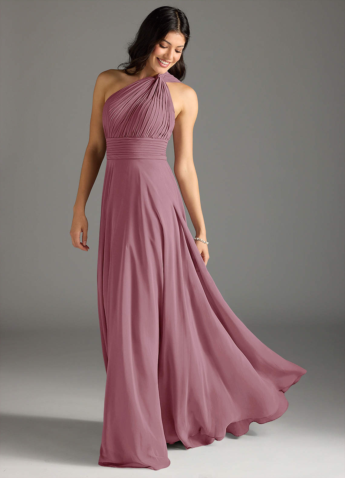 Charlize A-Line One-Shoulder Chiffon Bridesmaid Dress in Vintage Mauve