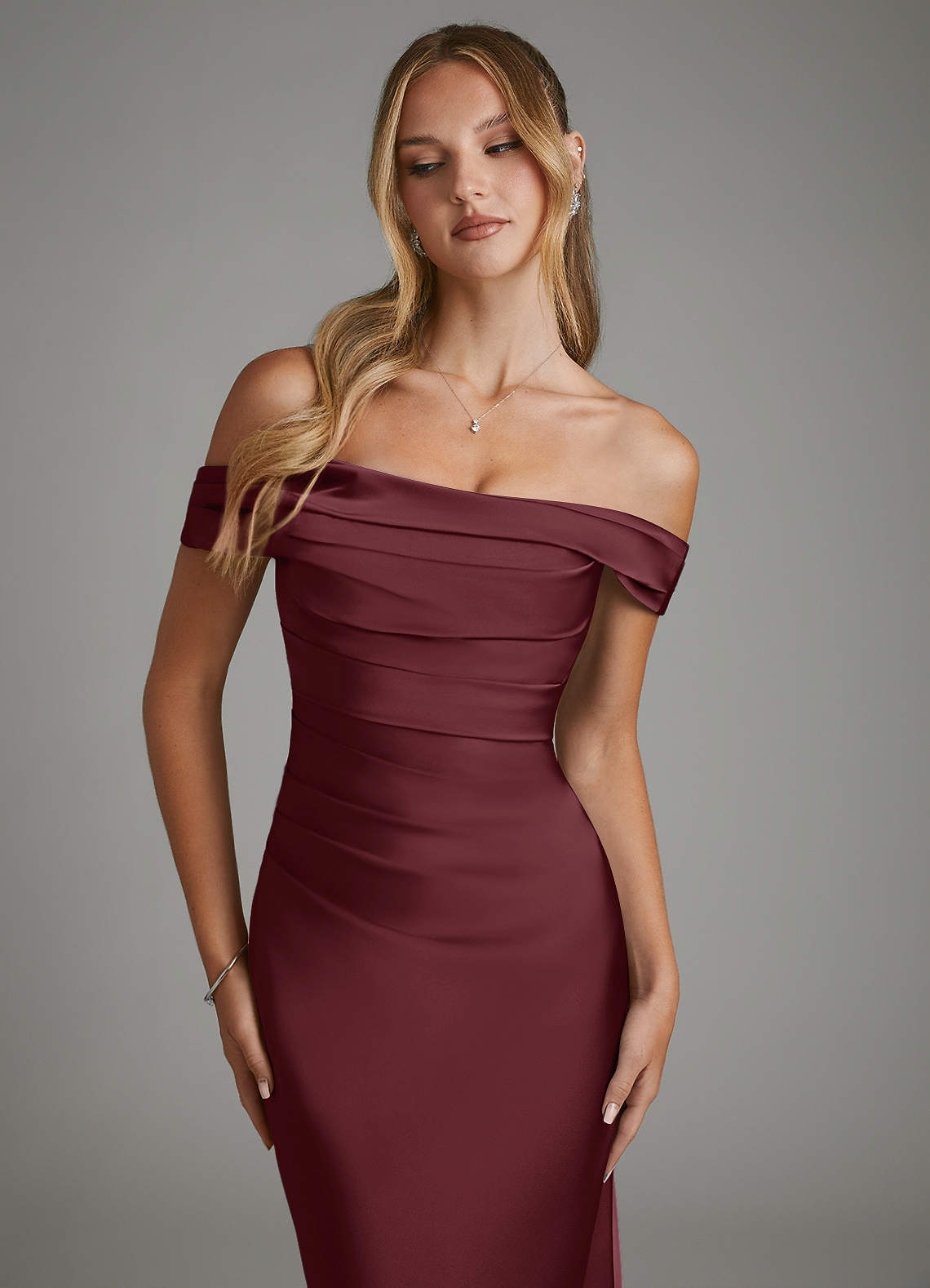 Hayden Mermaid Off-the-Shoulder Stretch Satin Bridesmaid Dress