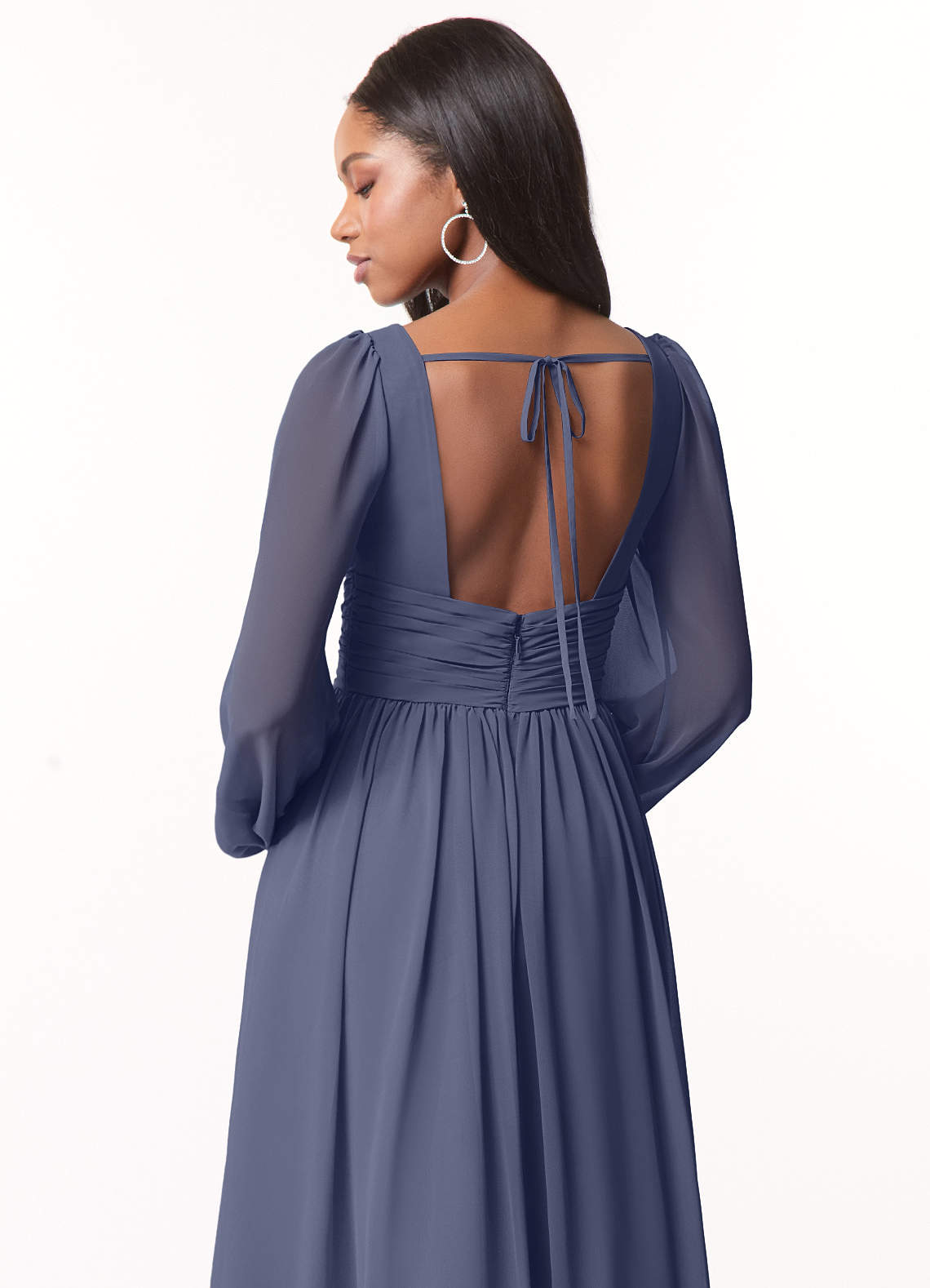 Norah A-Line V-Neck Chiffon Bridesmaid Dress in Stormy