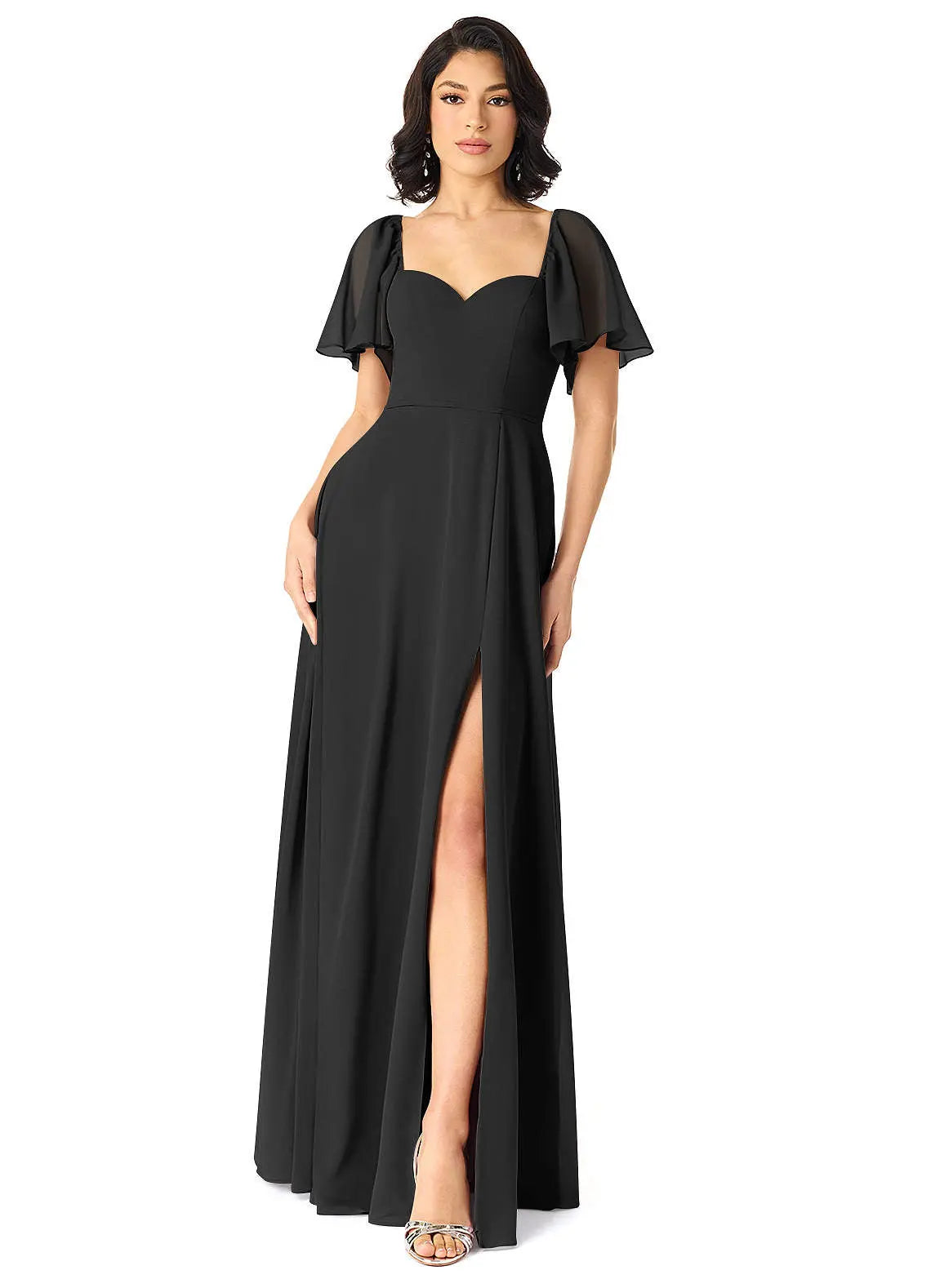 Chloe A-Line Sweetheart Chiffon Bridesmaid Dress in black