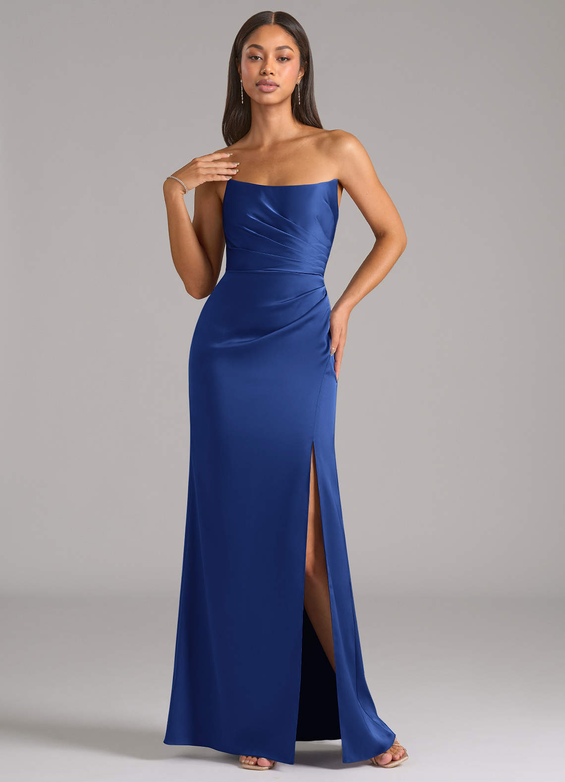 Marla Sheath Strapless Stretch Satin Bridesmaid Dress in Royal Blue