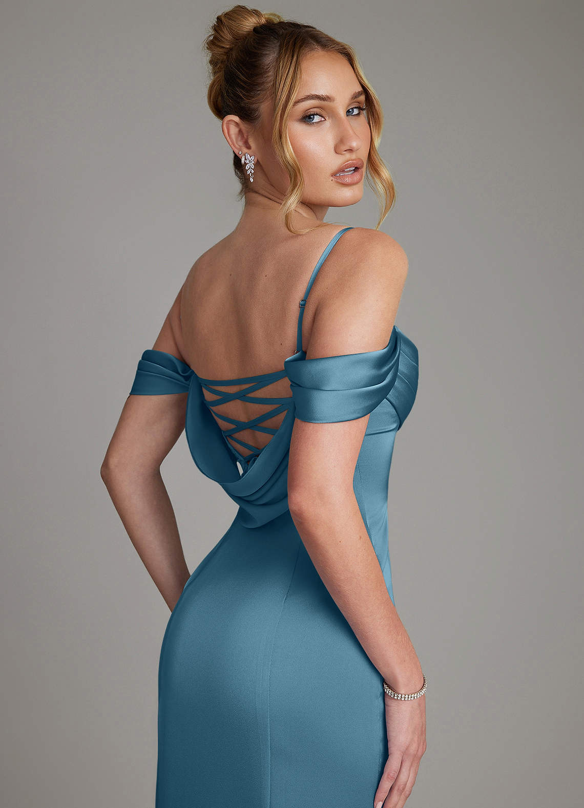 Nira Mermaid Sweetheart Stretch Satin Bridesmaid Dress in Bermuda