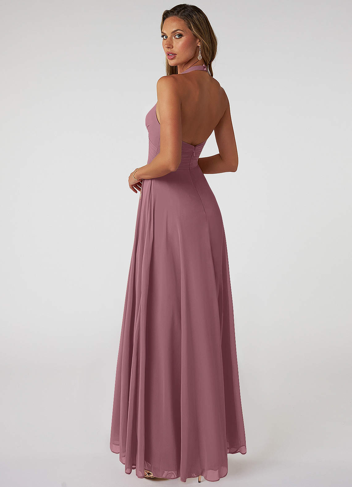 Tessie A-Line V-Neck Chiffon Bridesmaid Dress in Amethyst