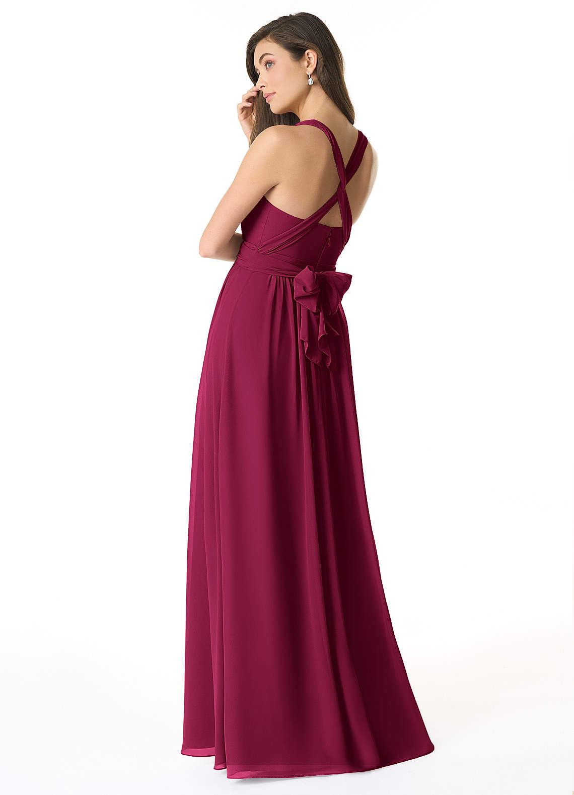 Olani A-Line V-Neck Chiffon Bridesmaid Dress in Burgundy