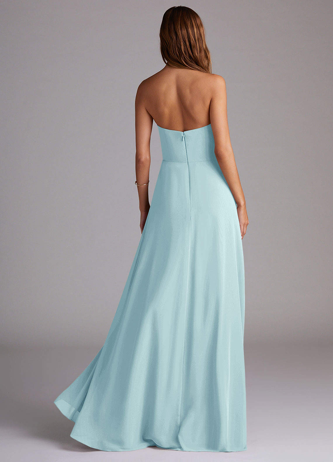 Wren A-Line Straight-Neck Chiffon Bridesmaid Dress in Sea Glass