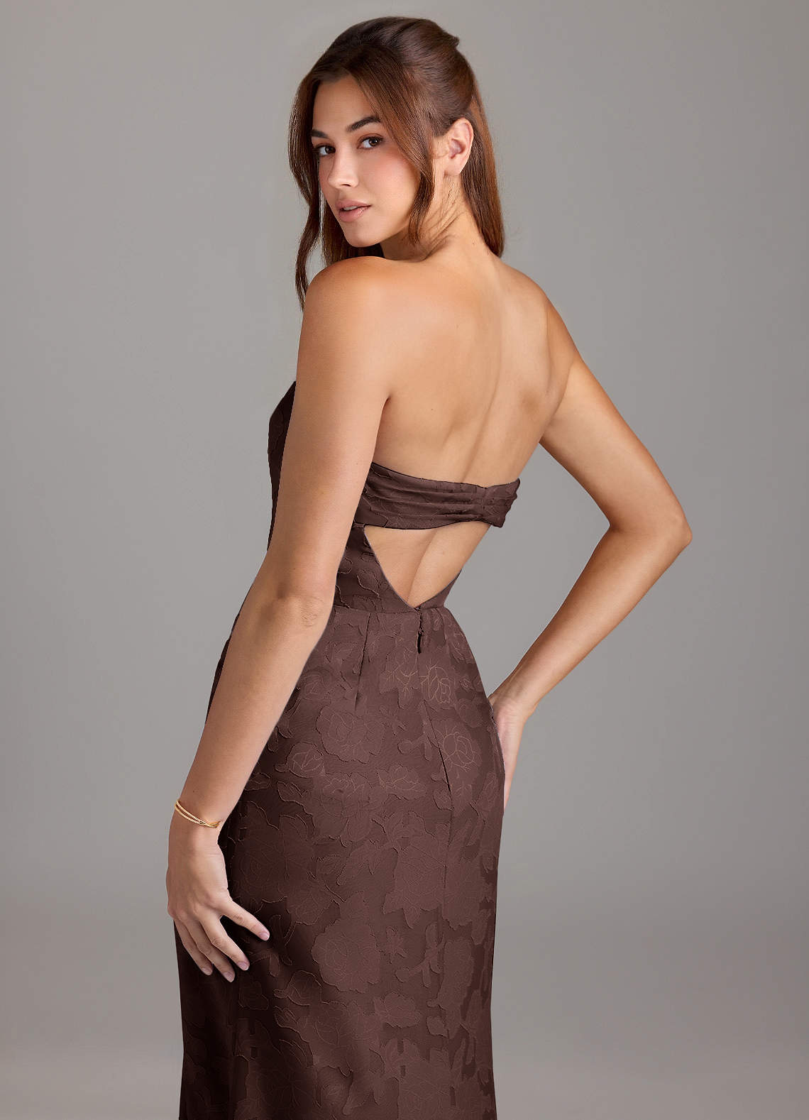 Leonis Sheath Strapless Floral Burnout Bridesmaid Dress