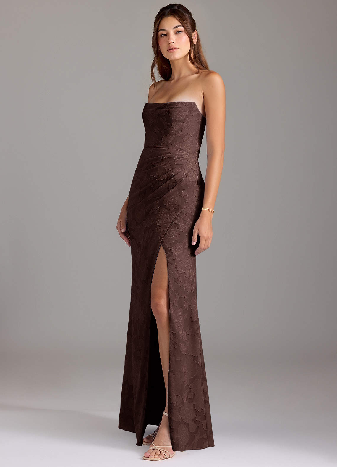 Leonis Sheath Strapless Floral Burnout Bridesmaid Dress
