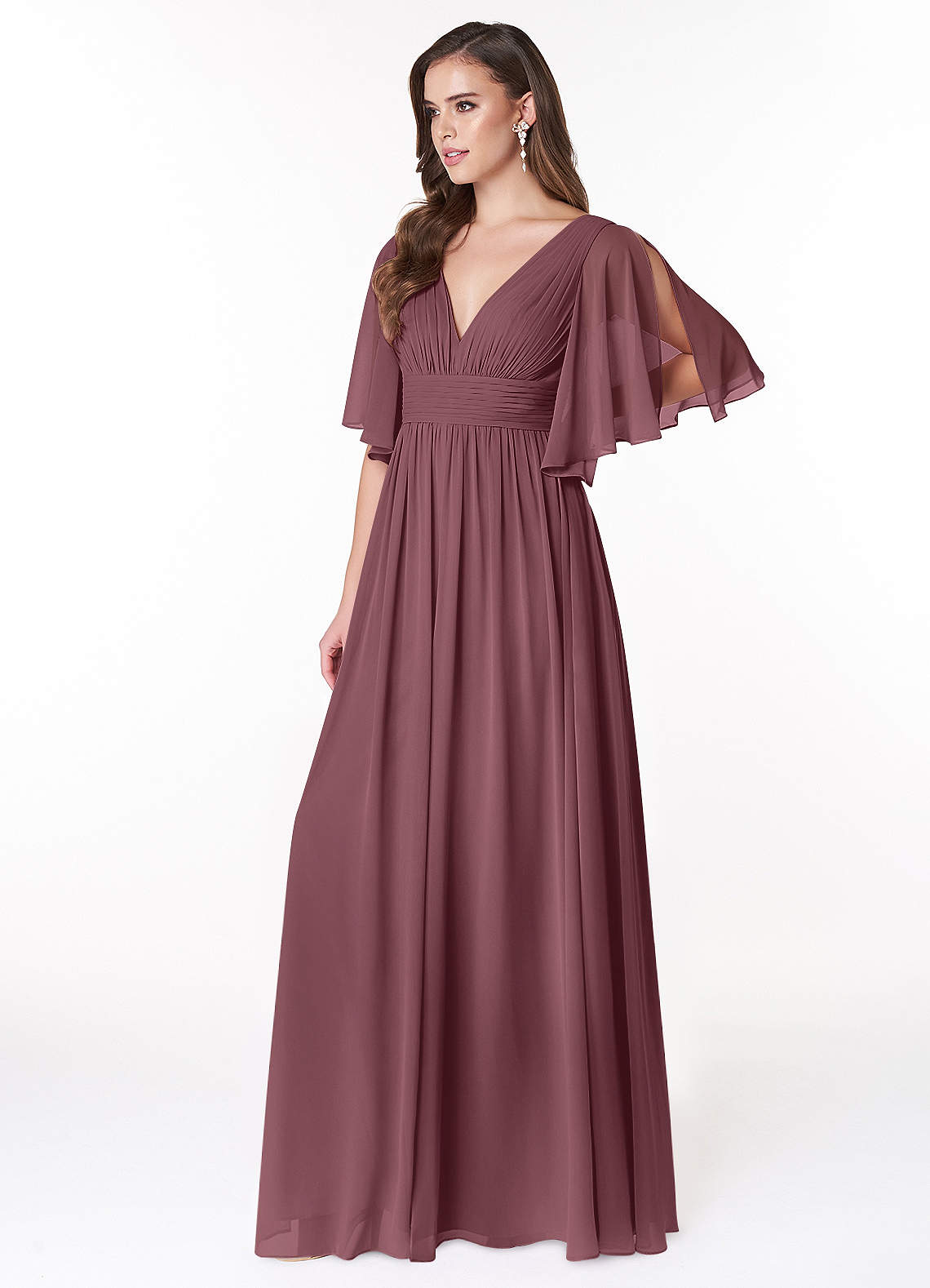 Temeka A-Line V-Neck Chiffon Bridesmaid Dress in Sangria