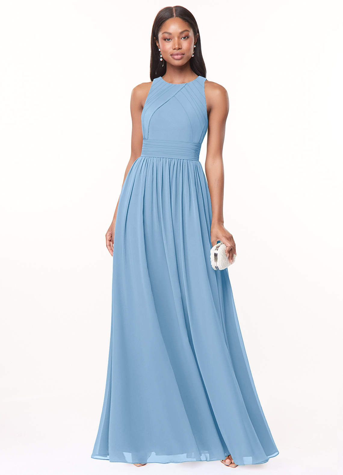 Harper A-Line Scoop-Neck Chiffon Bridesmaid Dress in Powder Blue