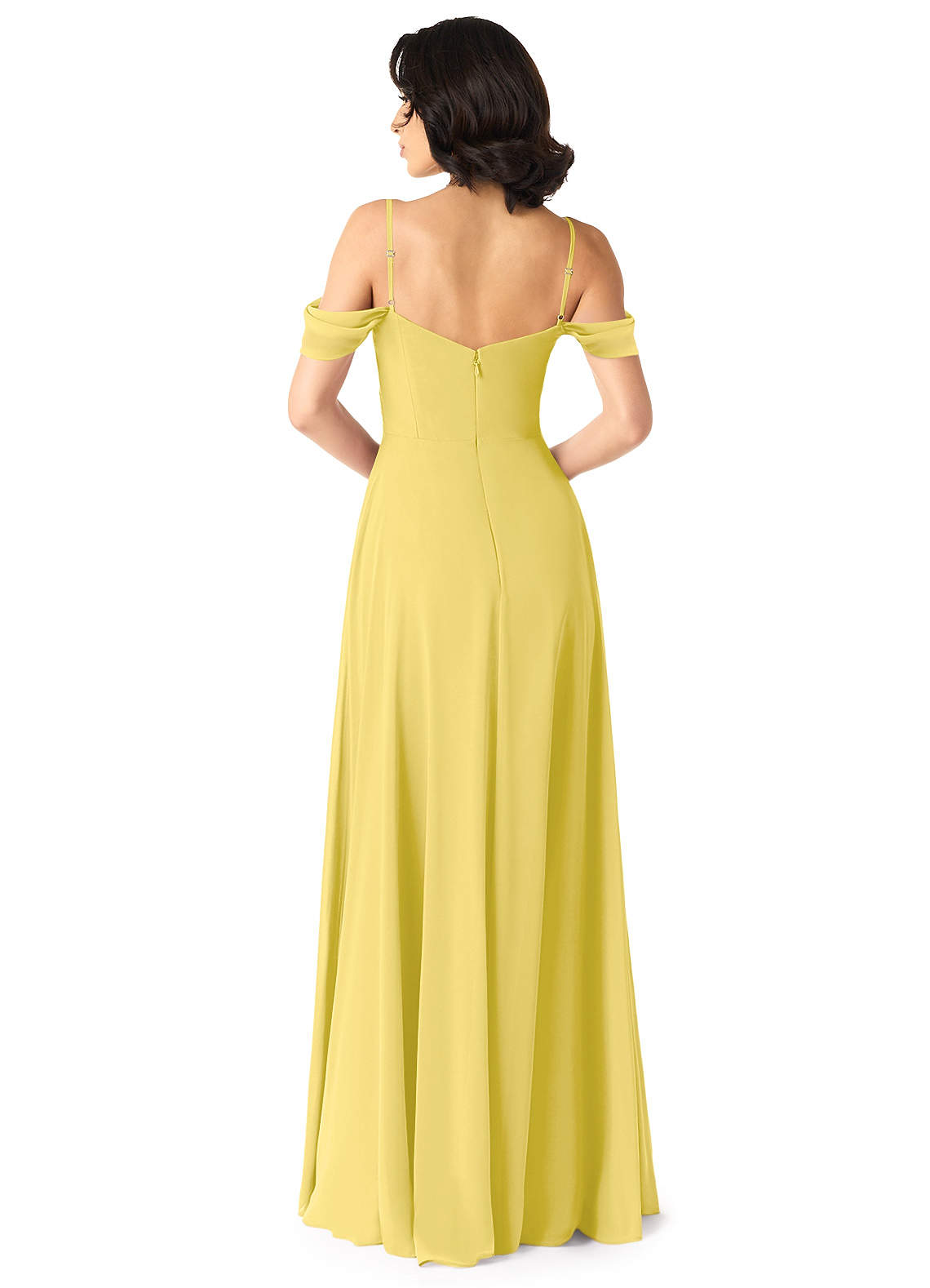 Tancie A-Line Off-the-Shoulder Chiffon Bridesmaid Dress in Canary